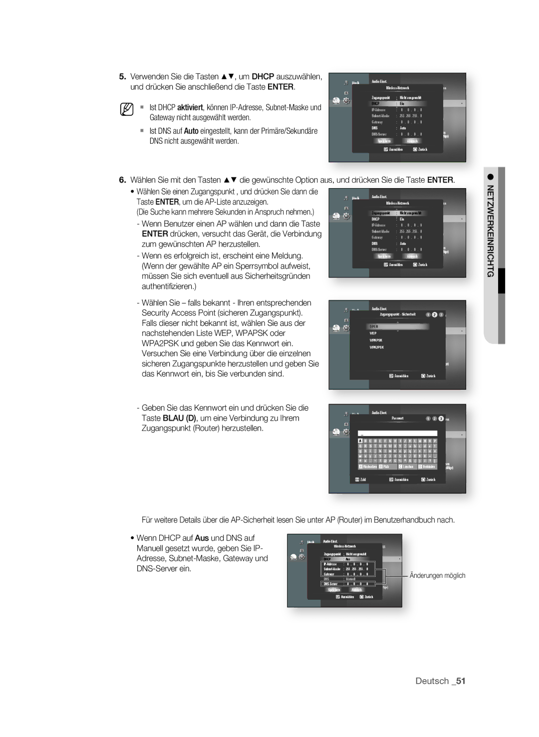 Samsung BD-P1595/XEG, BD-P1595A/XEG manual Und drücken Sie anschließend die Taste EntER, Gateway nicht ausgewählt werden 