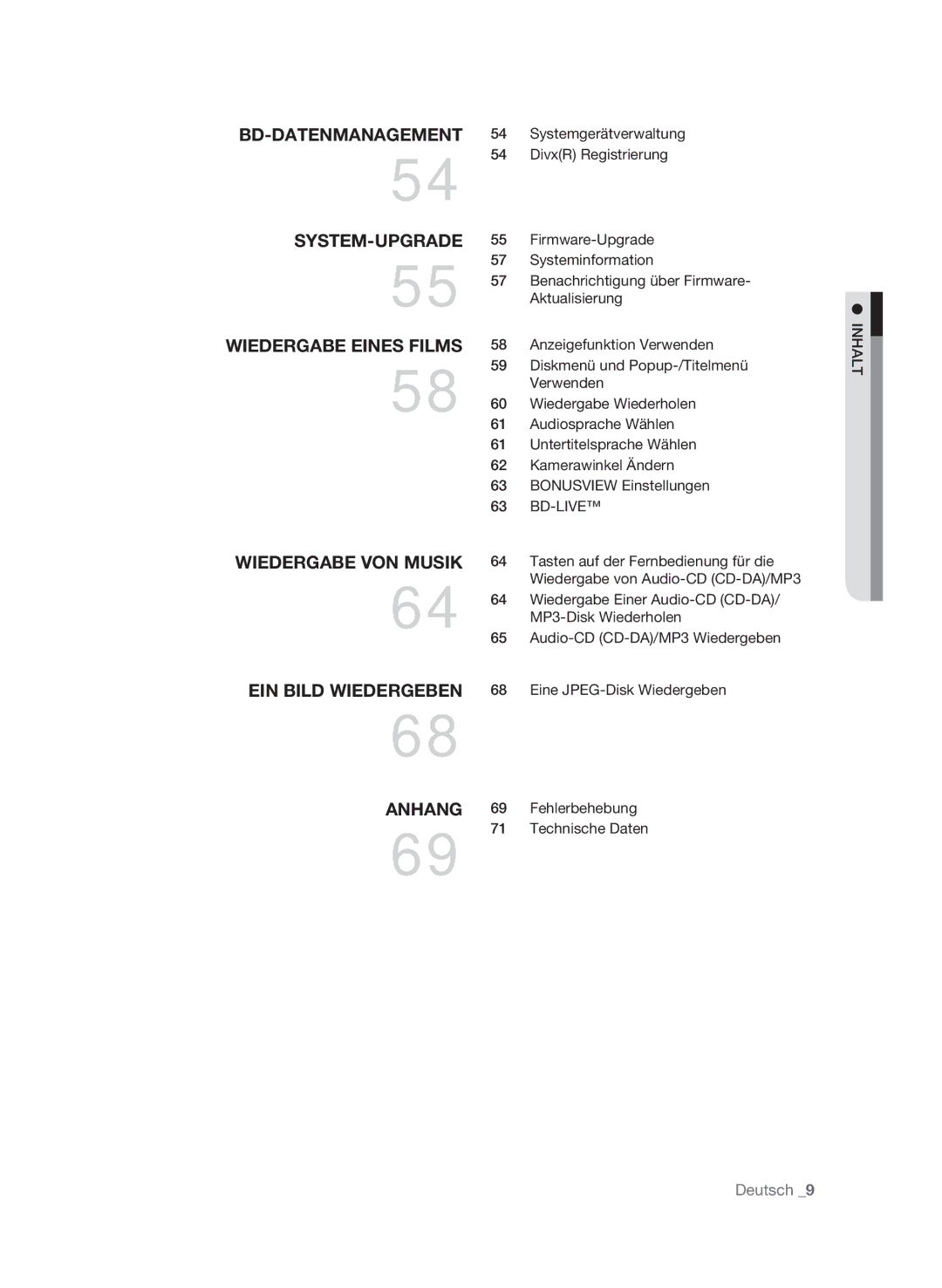 Samsung BD-P1595/XEG manual Systemgerätverwaltung, DivxR Registrierung, Firmware-upgrade, Systeminformation, Aktualisierung 