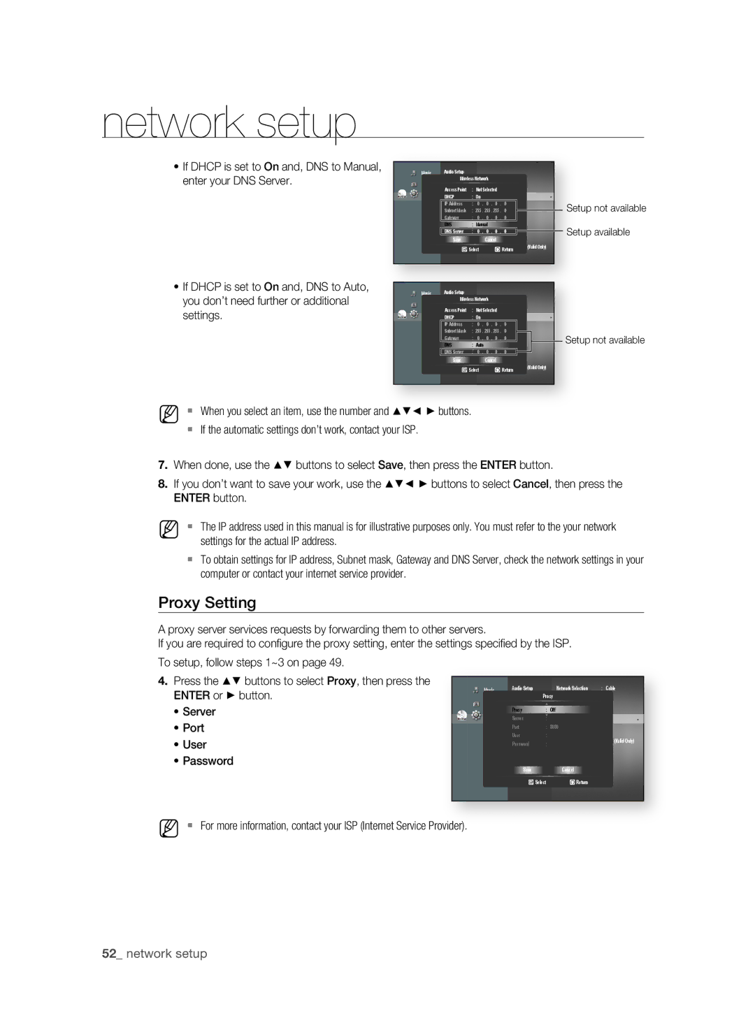 Samsung BD-P1600/XEU, BD-P1600/EDC, BD-P1600/XEF, BD-P1600/XEE manual Proxy Setting, Server, Port, User, Password 