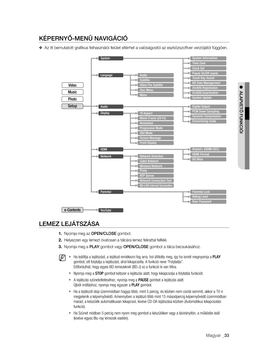 Samsung BD-P1600A/XEE, BD-P1600A/EDC, BD-P1600A/XEF, BD-P1600A/XEC, BD-P1600A/XEU Képernyő-menü navigáció, Lemez lejátszása 