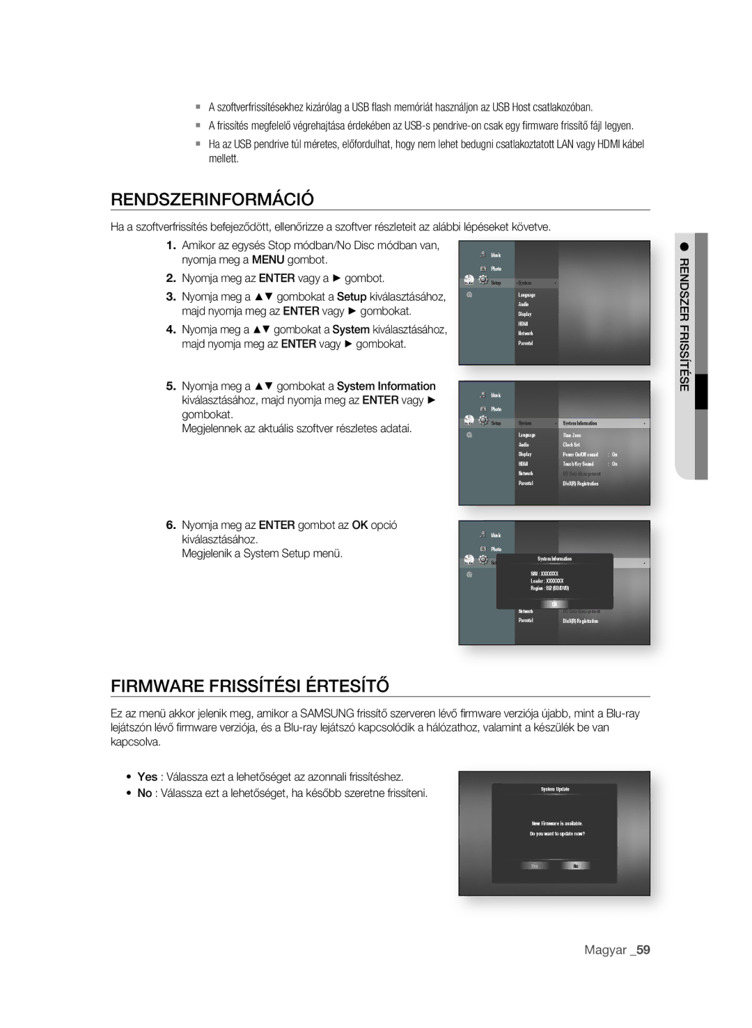 Samsung BD-P1600A/XEU, BD-P1600A/EDC, BD-P1600A/XEF, BD-P1600A/XEC manual ReNdszeRiNFORmÁCió, FiRmWARe FRissítési éRtesítő 