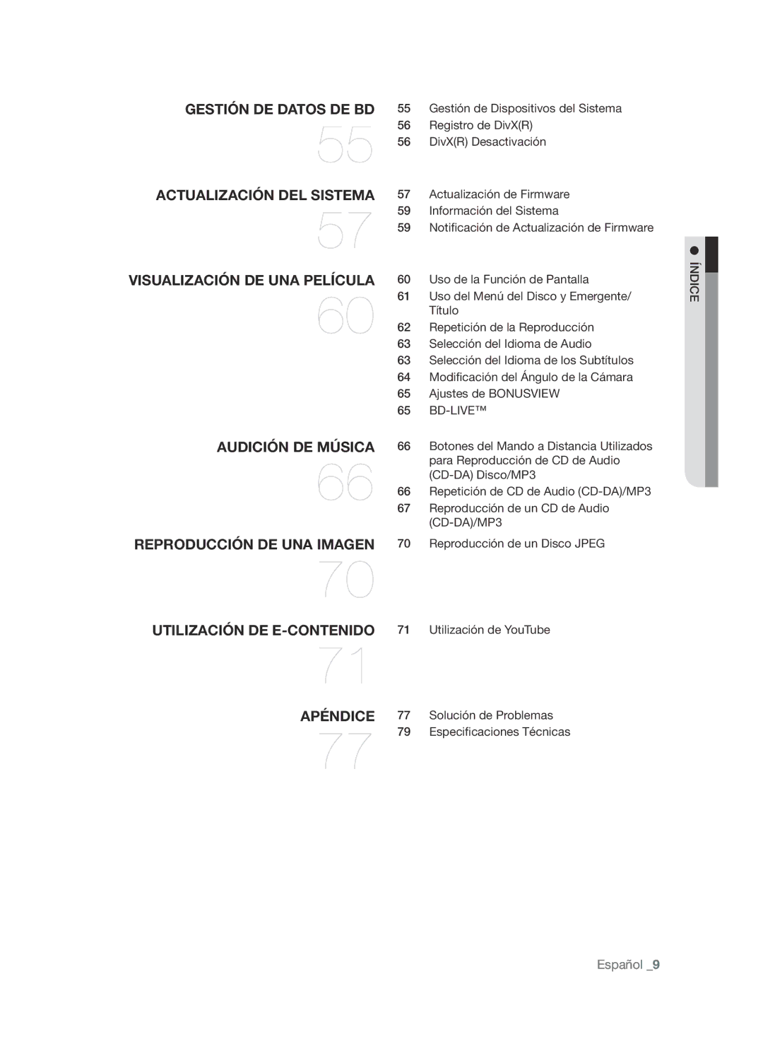 Samsung BD-P1600A/EDC, BD-P1600A/XEF, BD-P1600A/XEC manual Bd-Live, Utilización de YouTube, Solución de Problemas 