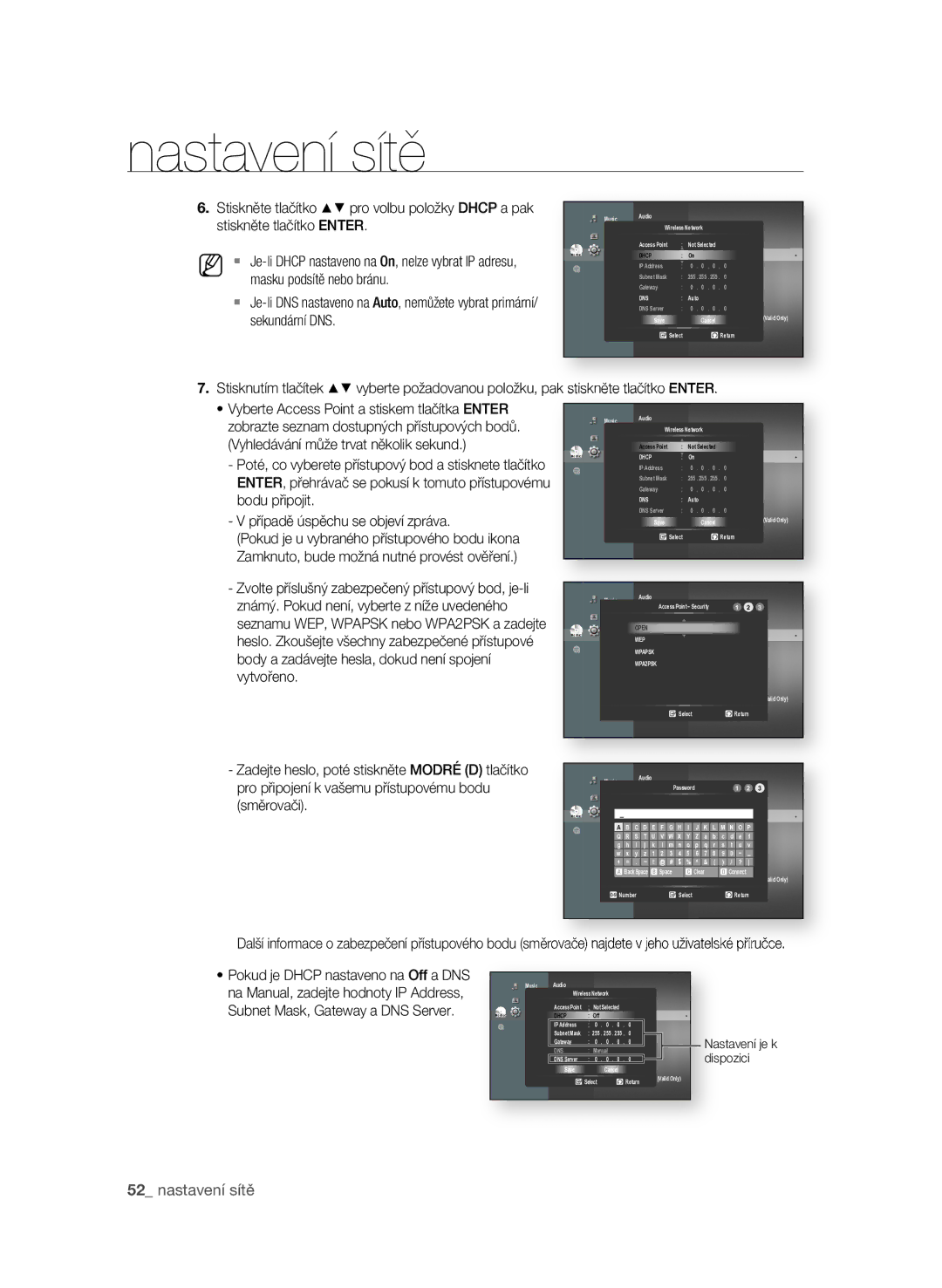 Samsung BD-P1600A/EDC manual 2 nastavení sítě 