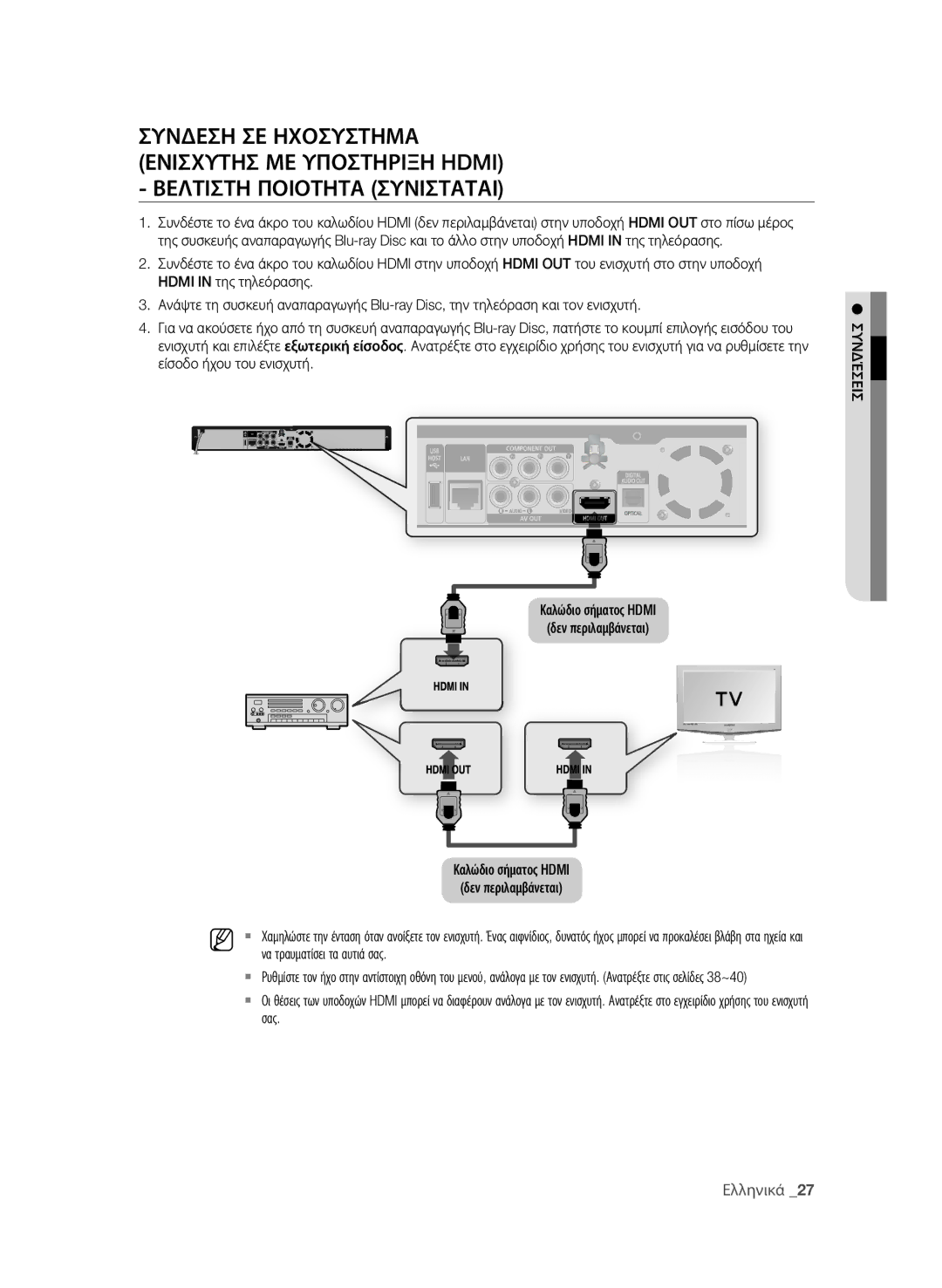 Samsung BD-P1600A/EDC manual Να τραυματίσει τα αυτιά σας, Σας 