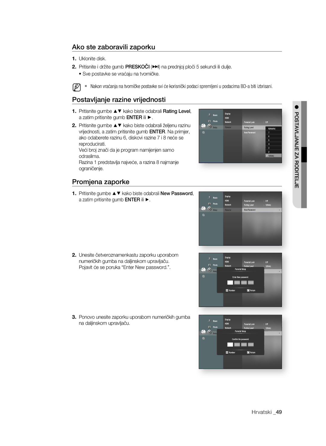 Samsung BD-P1600A/EDC manual Ako ste zaboravili zaporku 