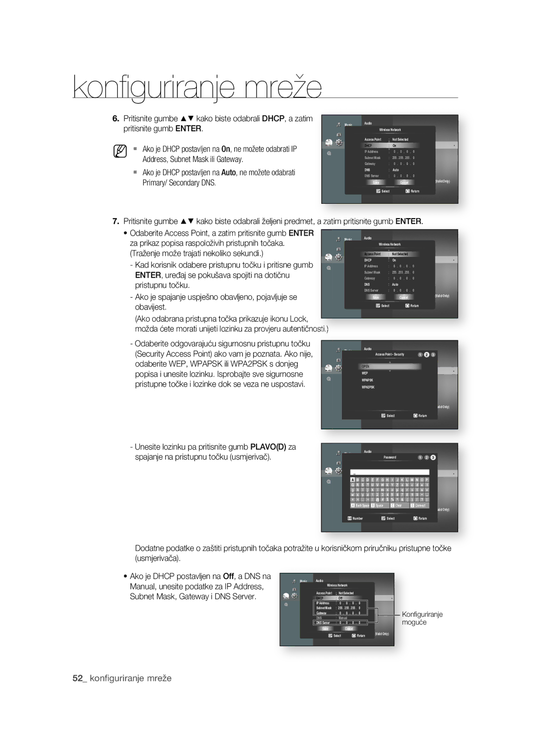 Samsung BD-P1600A/EDC manual 2 konfi guriranje mreže 