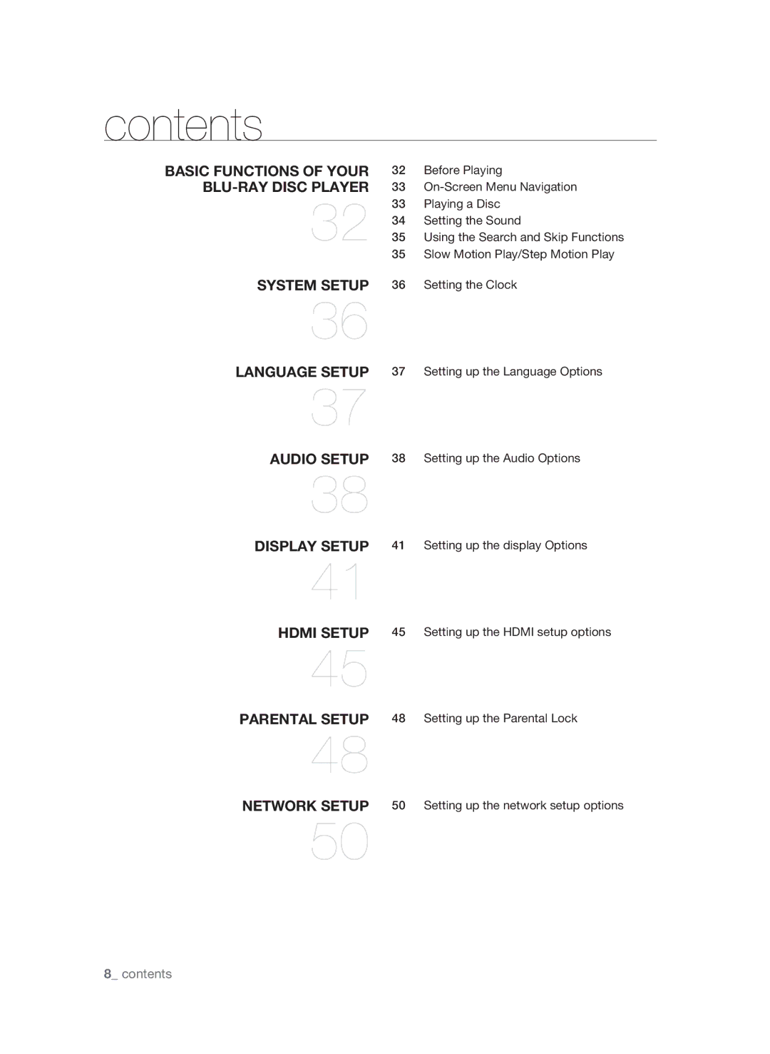 Samsung BD-P1600A/SAM manual  contents 