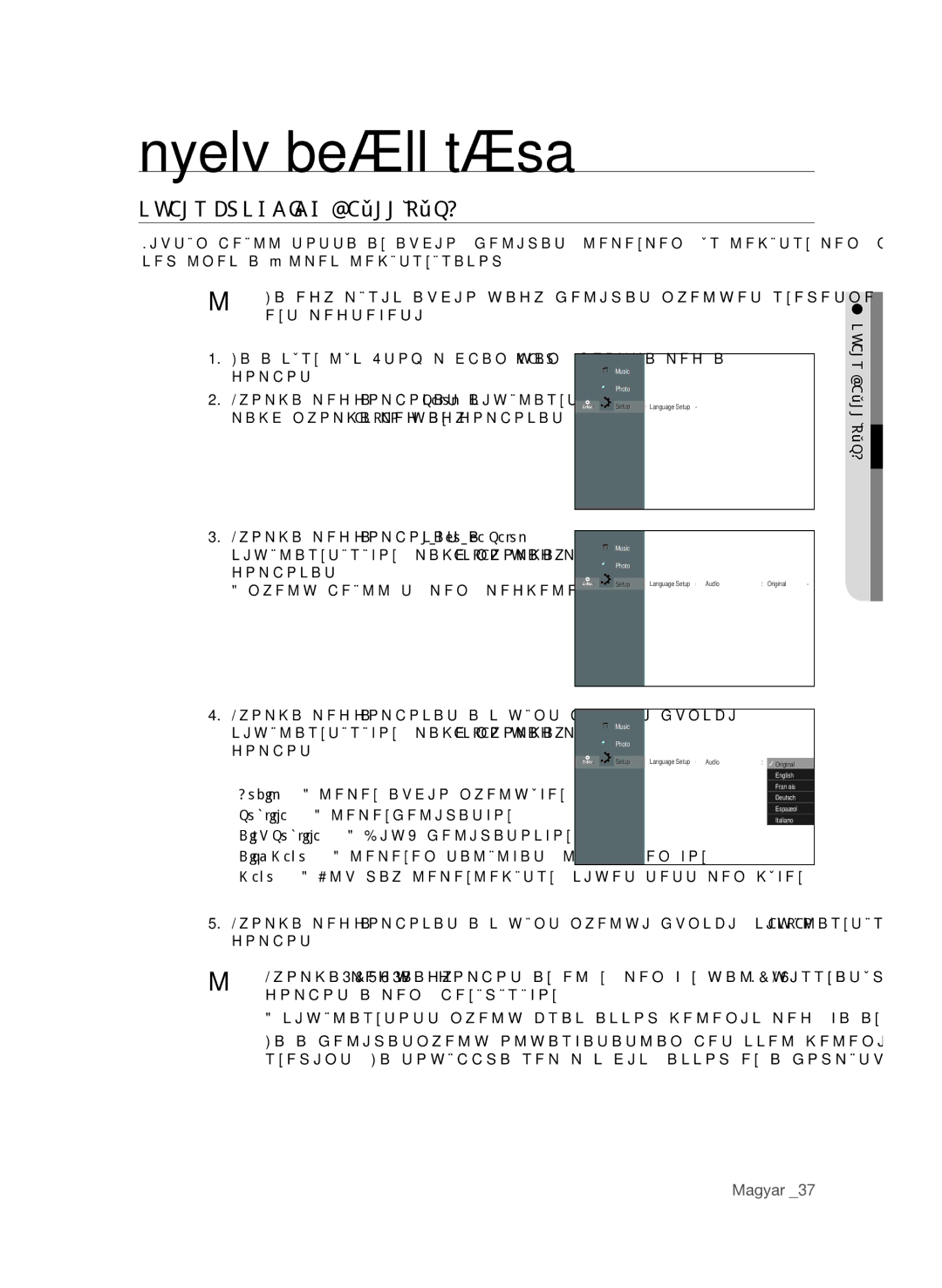 Samsung BD-P1600/XEF, BD-P1600/EDC, BD-P1600/XEE manual Nyelv beállítása, NyeLV FuNKCIóK BeÁLLíTÁSA, Magyar 3 