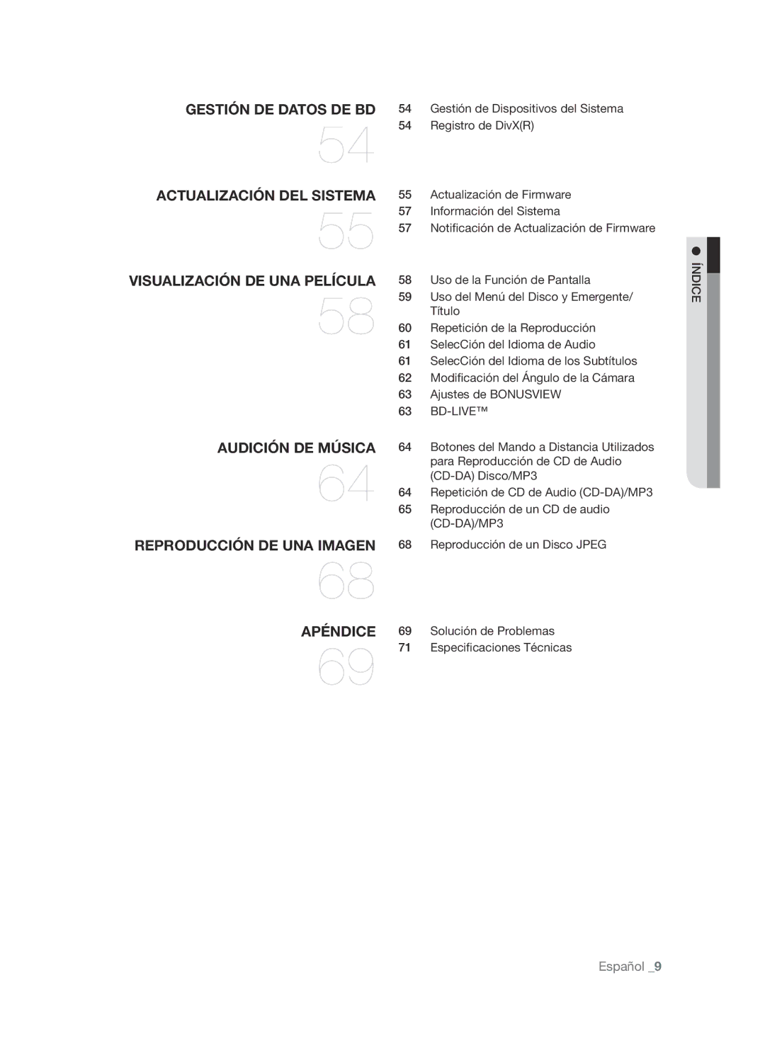 Samsung BD-P1600/XEC manual Registro de DivXR, Bd-Live, Solución de Problemas, Gestión de Dispositivos del Sistema 