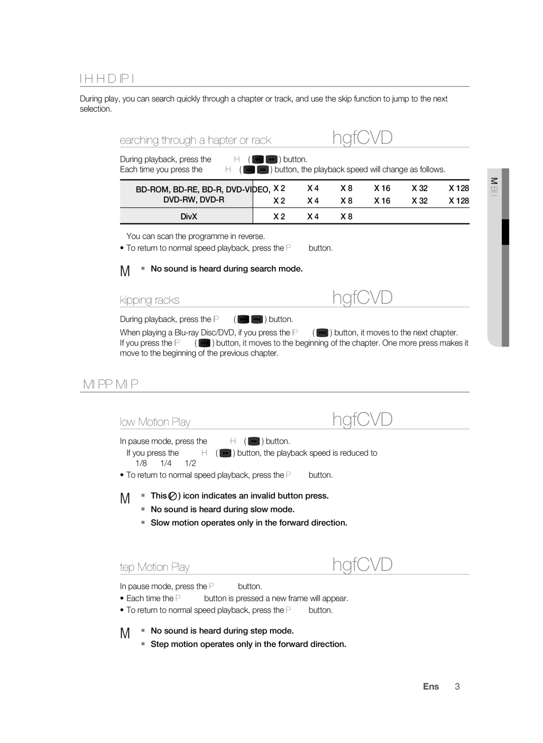 Samsung BD-P1620 user manual Using the Search and Skip Functions, Slow Motion Play/Step Motion Play 