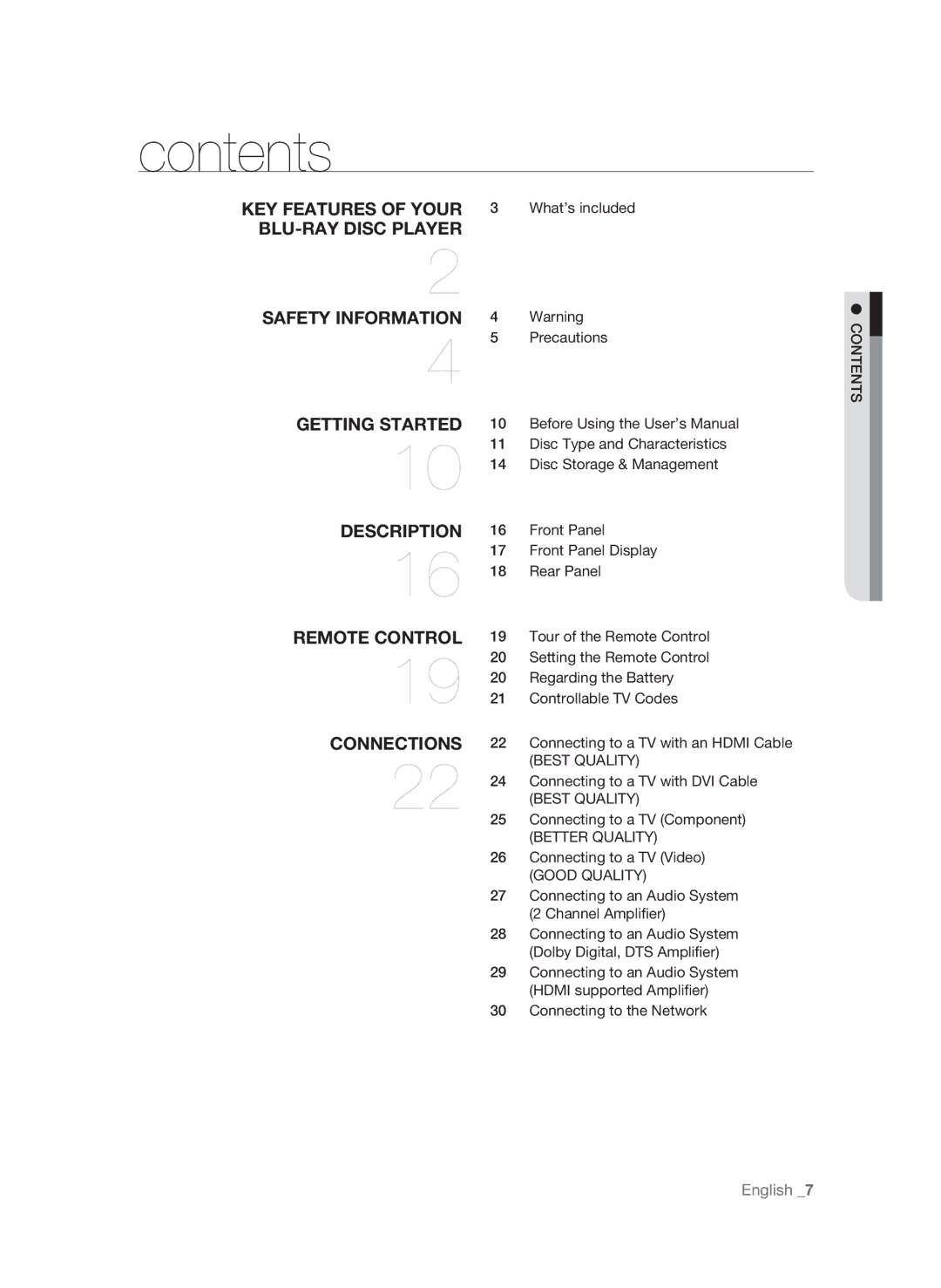 Samsung BD-P1620 user manual Contents 