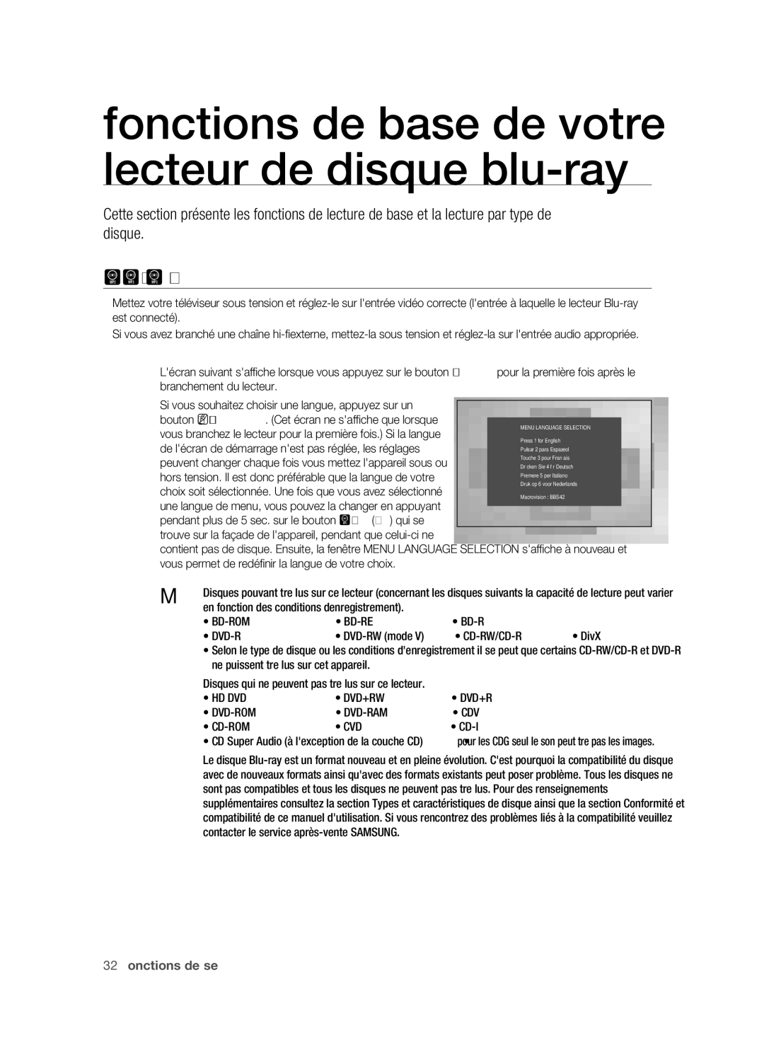 Samsung BD-P1650/XEF, BD-P1600/XEF manual AVAnt LA LeCtURe, Pendant plus de 5 sec. sur le bouton SAUt qui se 