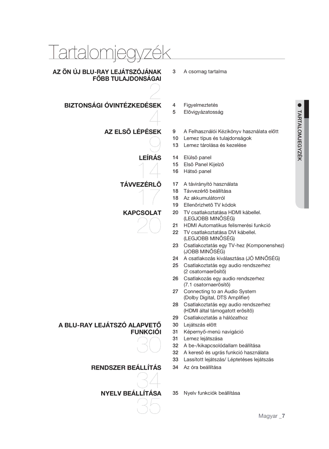 Samsung BD-P2500/XEF, BD-P2500/EDC, BD-P2500/XEE manual Tartalomjegyzék, Legjobb Minőség, Jobb Minőség 