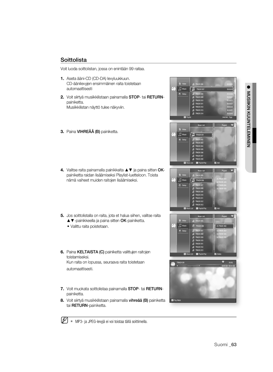 Samsung BD-P2500/XEE manual Soittolista 