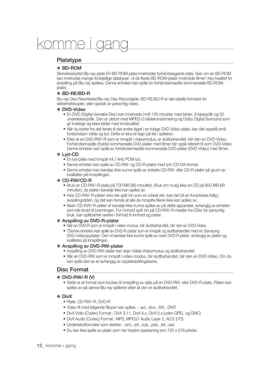 Samsung BD-P2500/XEE manual Platetype, Disc Format 