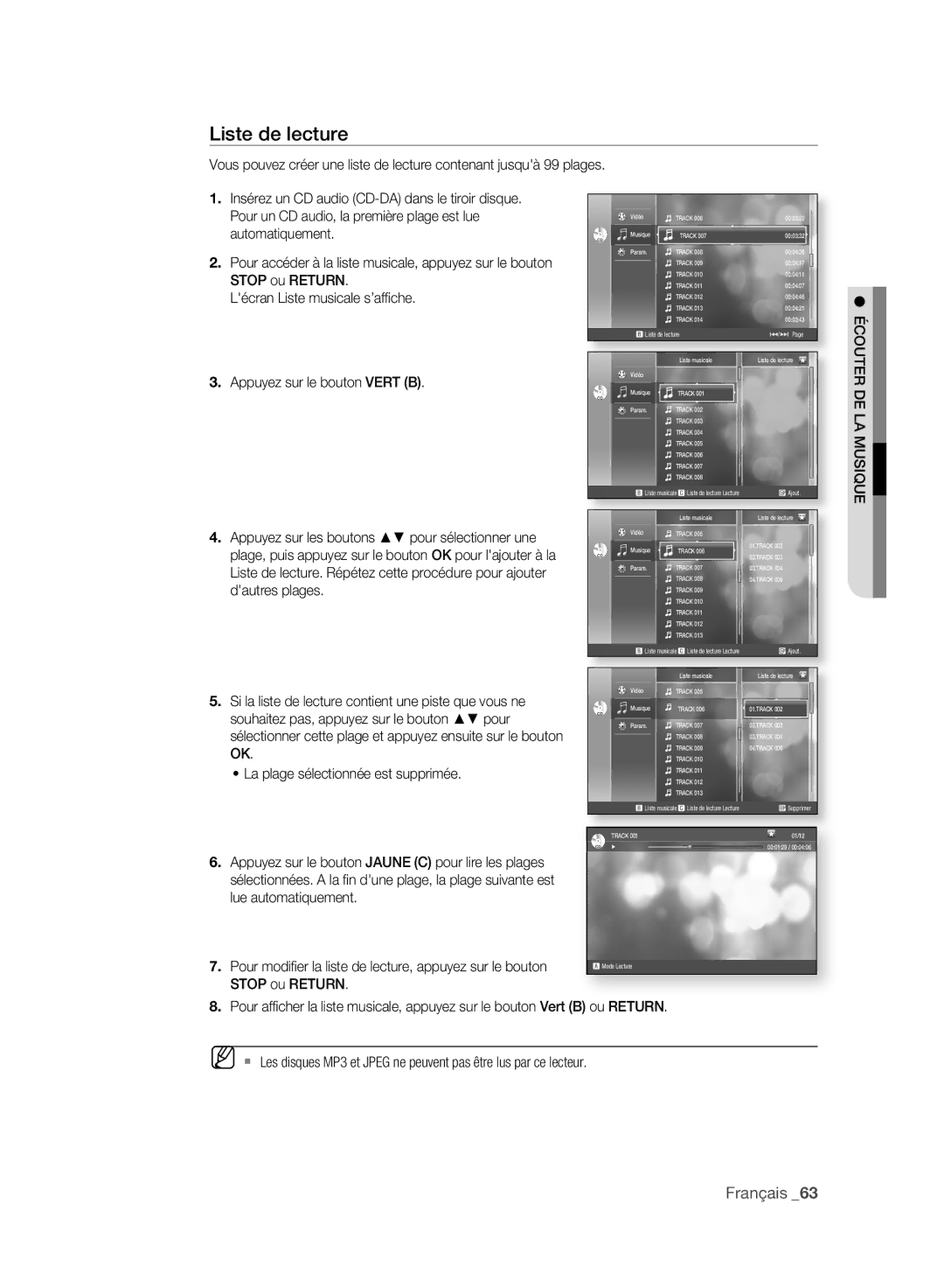 Samsung BD-P2500/XEF manual Liste de lecture 