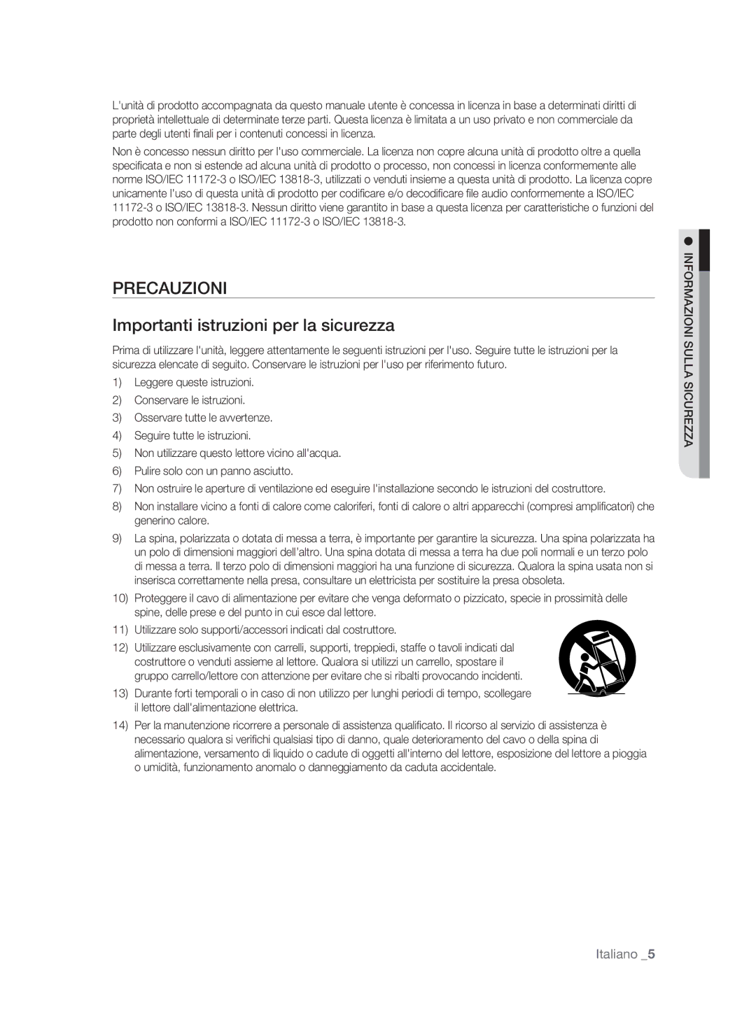 Samsung BD-P2500/XEF manual Precauzioni, Informazioni Sulla Sicurezza 