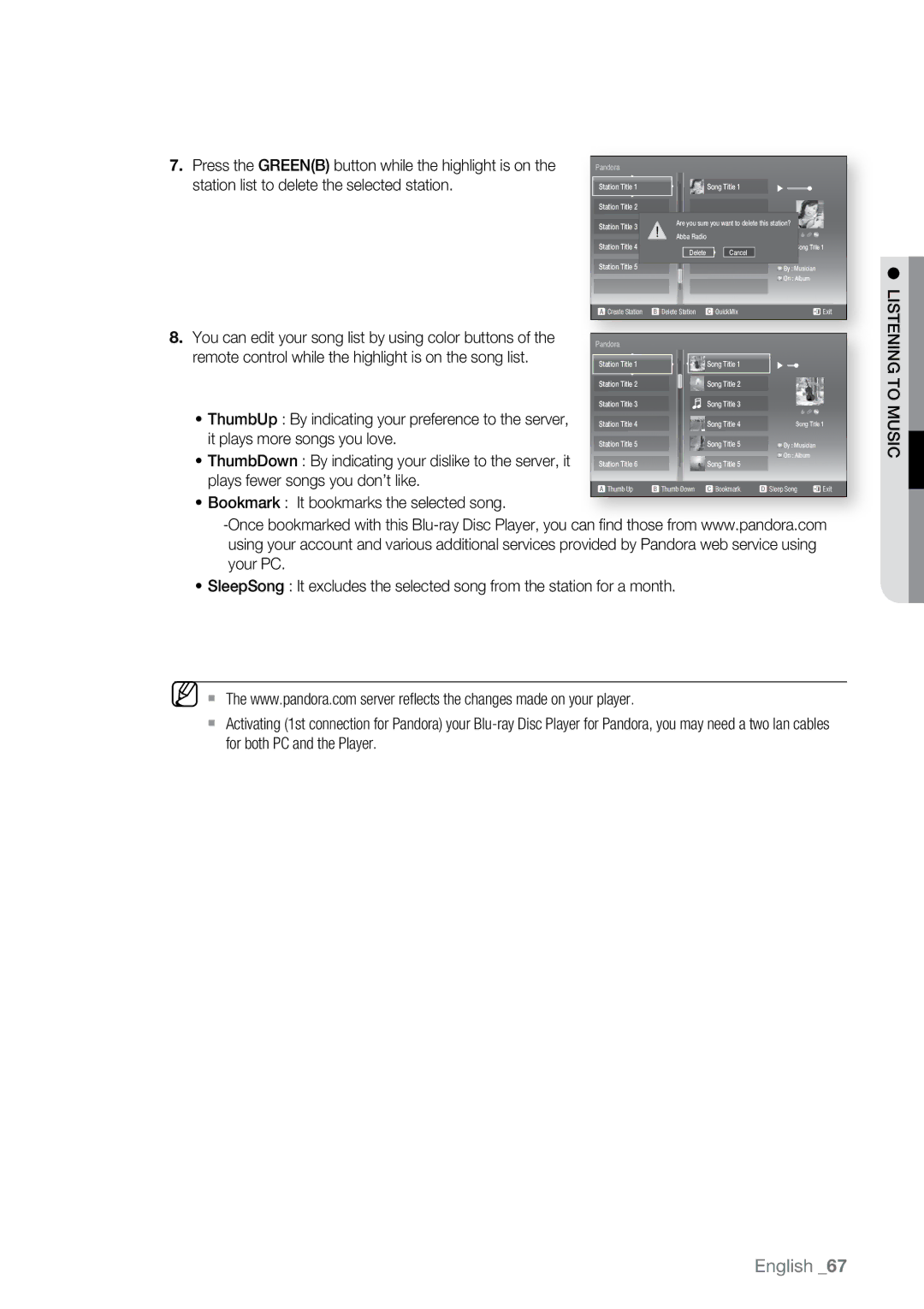 Samsung BD-P2550 user manual Tomusic 