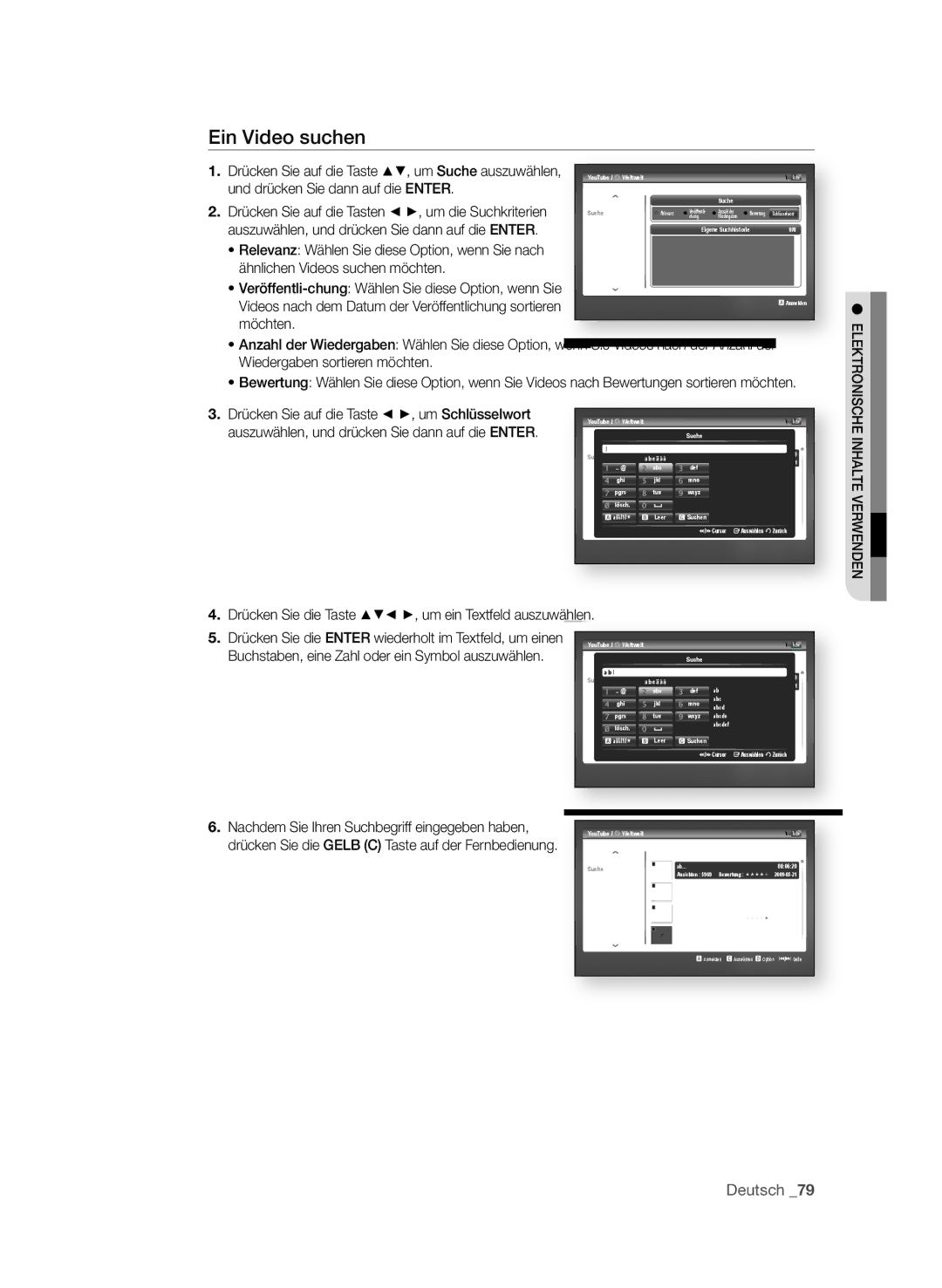 Samsung BD-P3600/XEF Ein Video suchen, Und drücken Sie dann auf die EntER, Auszuwählen, und drücken Sie dann auf die EntER 