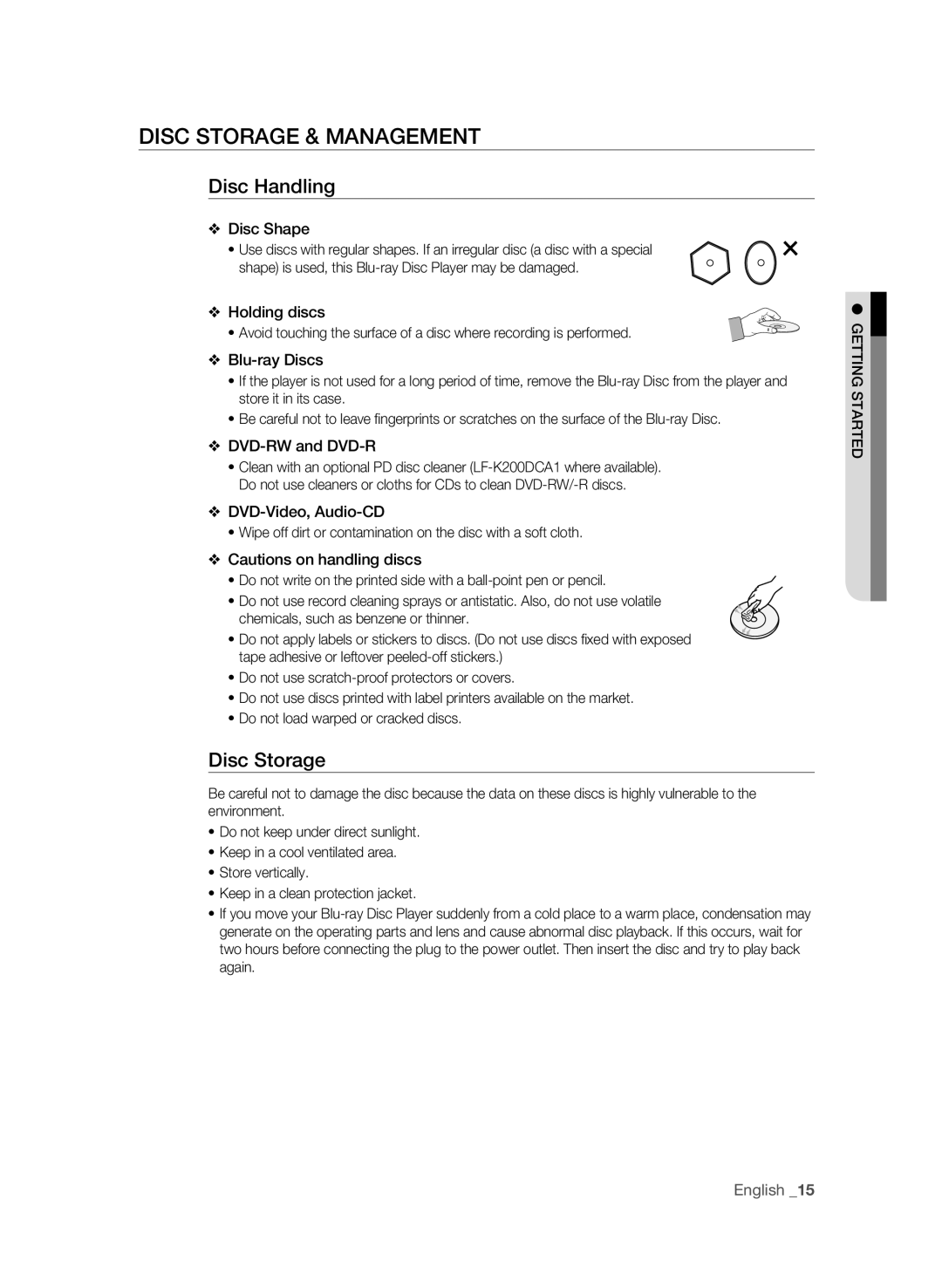 Samsung AK59-00104K, BD-P3600-XAC-0717 user manual Disc Storage & Management, Disc Handling 