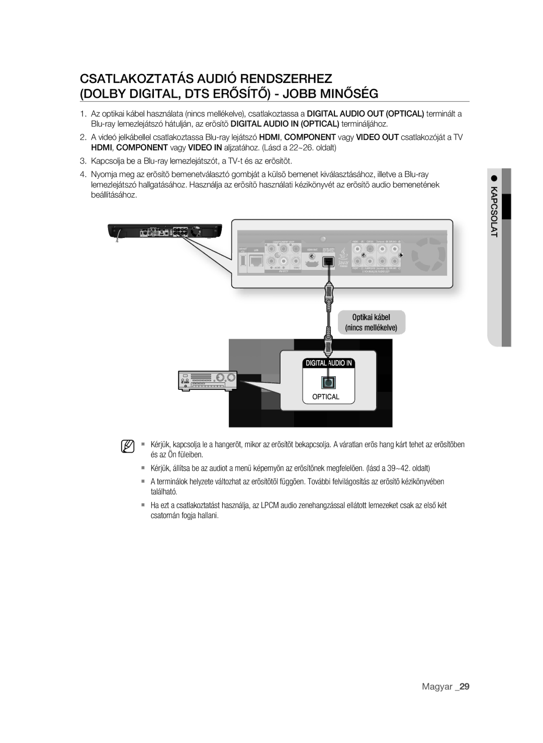 Samsung BD-P3600/XEC, BD-P3600/EDC, BD-P3600/XEF, BD-P3600/XEE manual Csatornán fogja hallani, Tal os kapc 