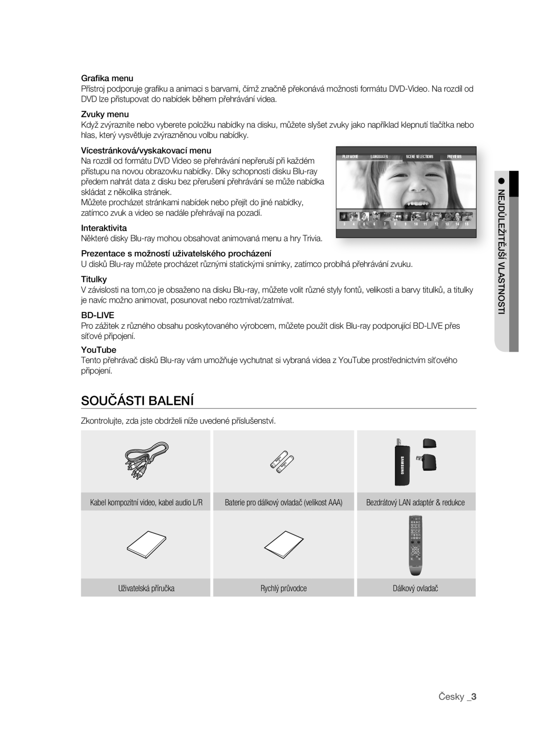 Samsung BD-P3600/XEF, BD-P3600/EDC manual SoUČásTI BaLEní, Česky, Interaktivita, Bd-Live, Uživatelská příručka 