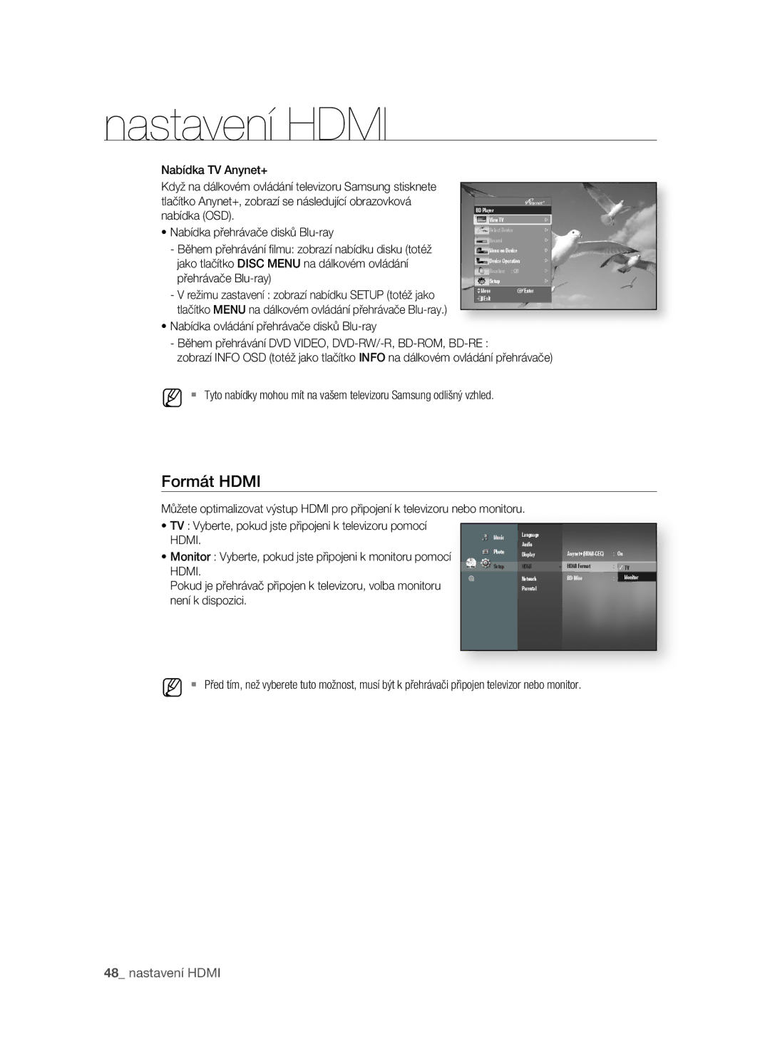 Samsung BD-P3600/EDC, BD-P3600/XEF manual Formát hDMI,  nastavení Hdmi 