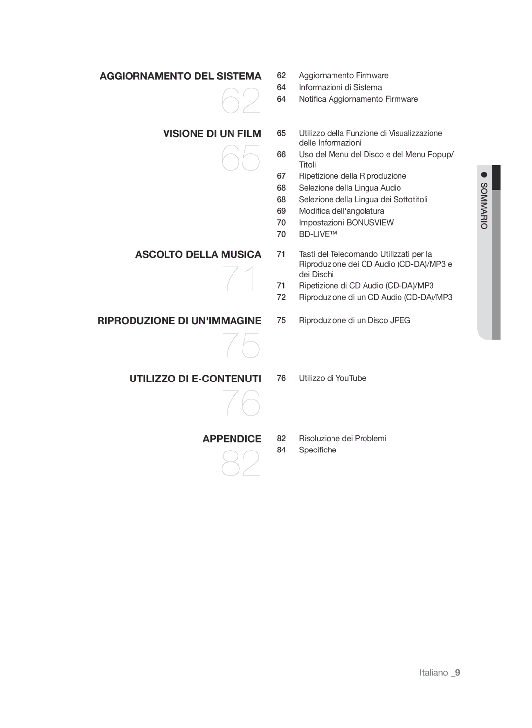 Samsung BD-P3600/XEF manual Bd-Live, Specifiche 