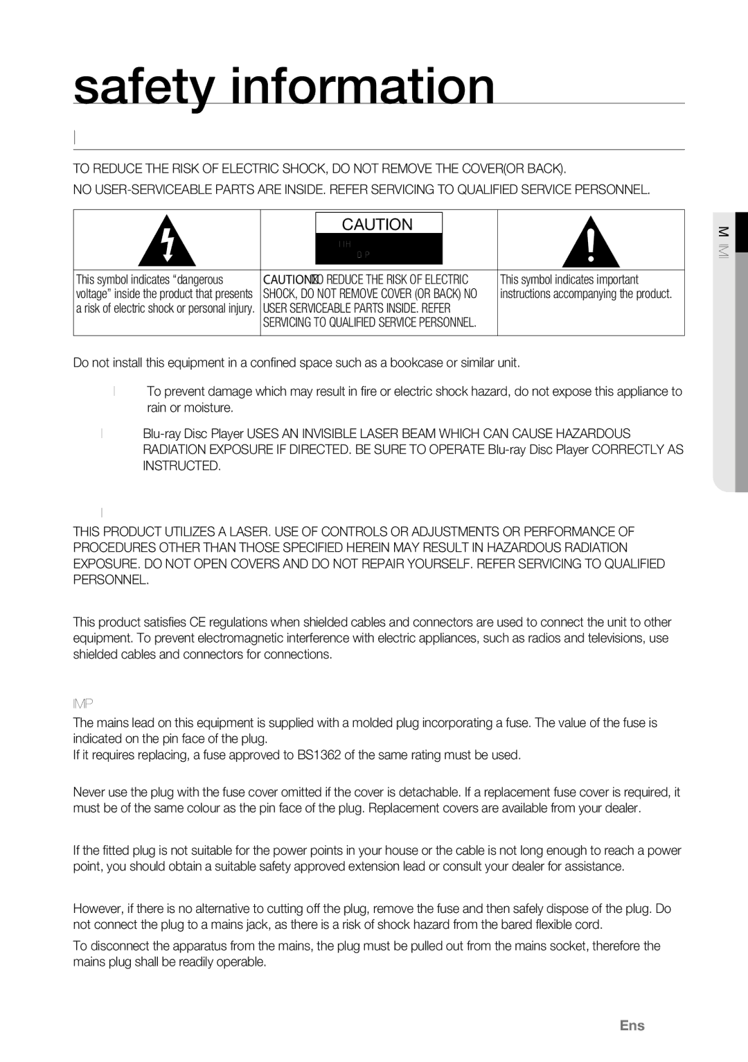 Samsung BD-P4600/XEF, BD-P4600/EDC, BD-P4600/XEE, BD-P4600/XEU Safety information, Important Note, Atiomr FON Iytefas 