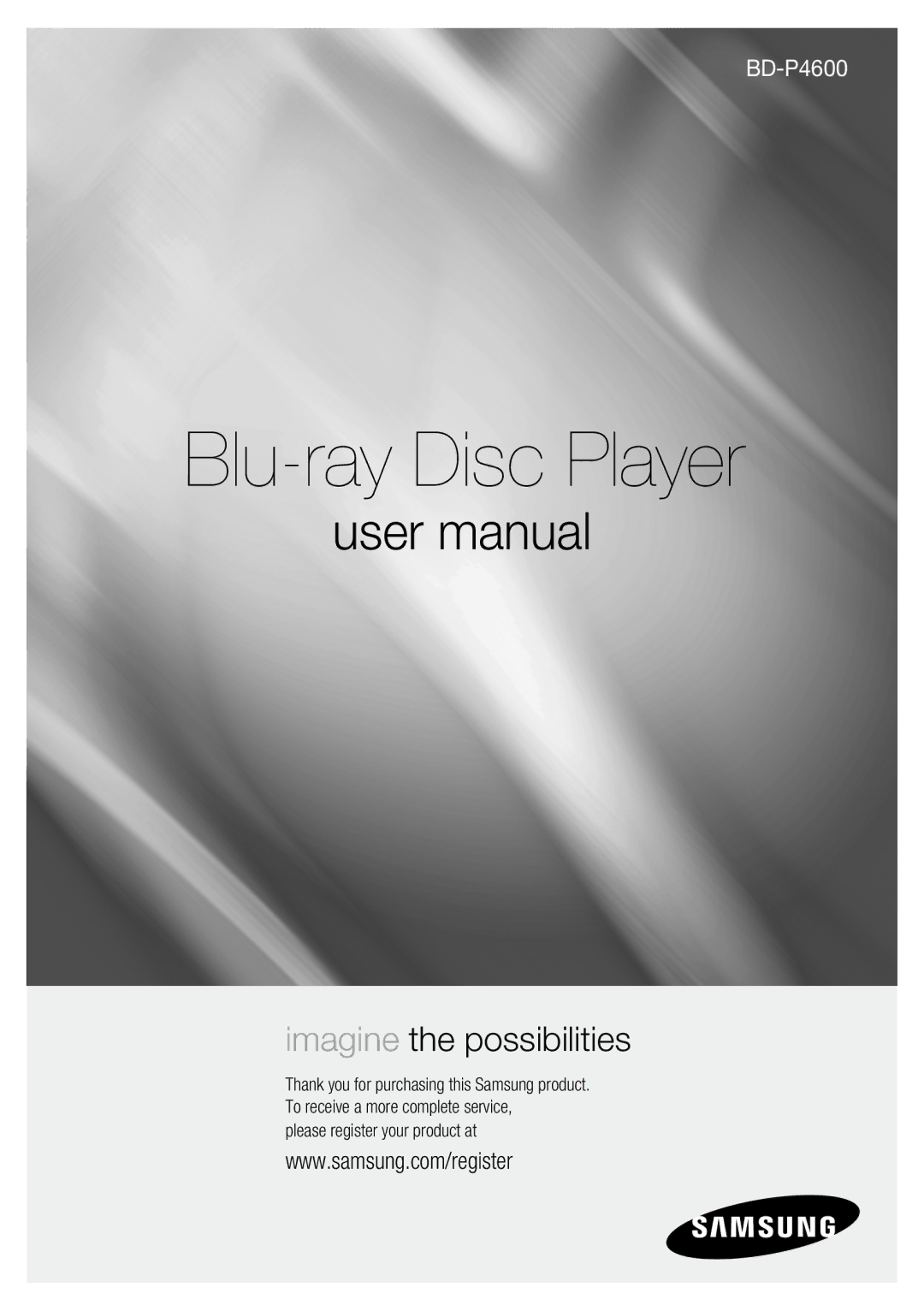 Samsung BD-P4600/XEF, BD-P4600/EDC, BD-P4600/XEE, BD-P4600/XEU manual Blu-ray Disc Player 