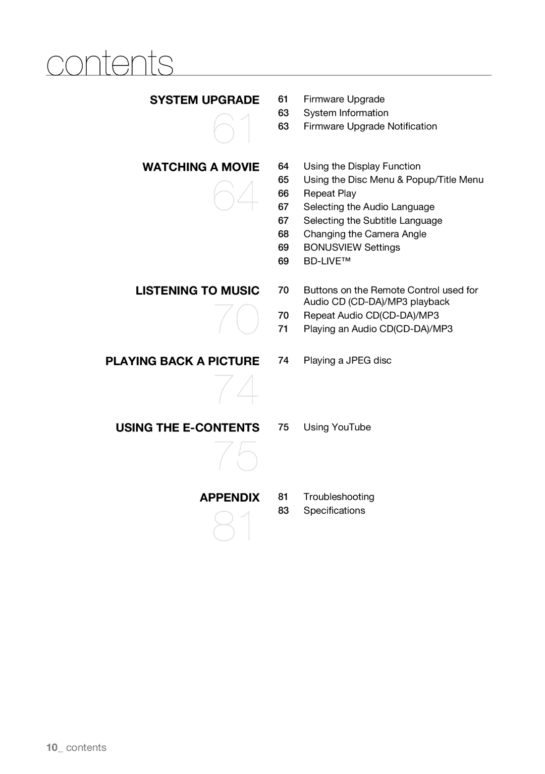 Samsung BD-P4600 manual System Information, Firmware Upgrade Notification, Using the Display Function, Repeat Play 