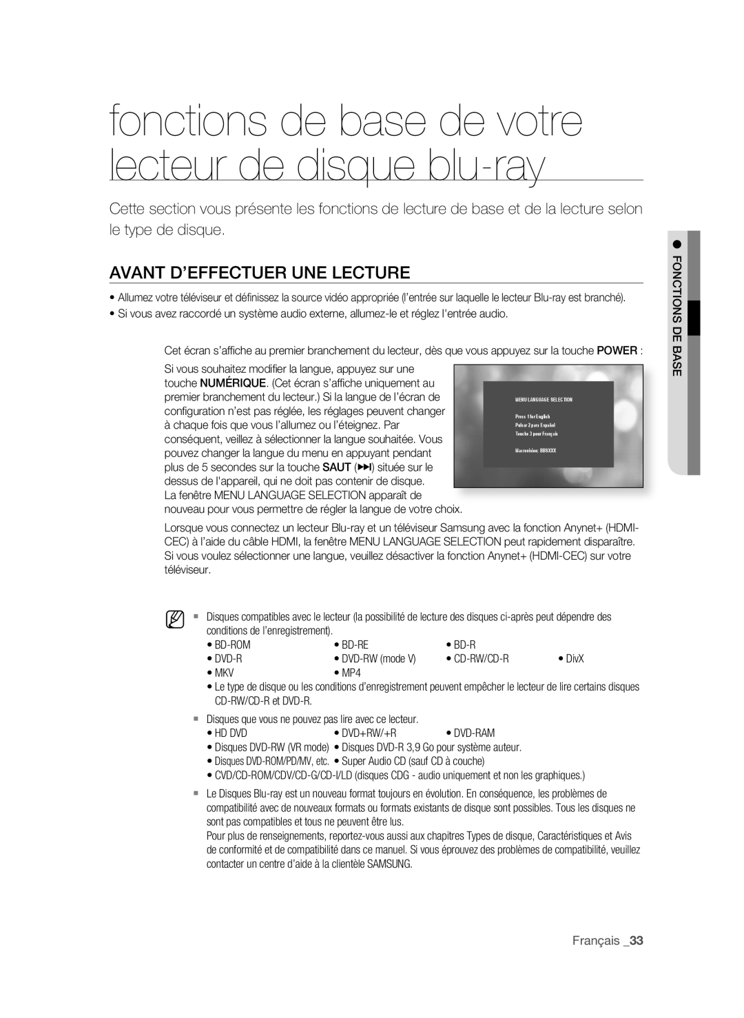 Samsung BD-P4600 user manual AvAnt d’eFFectuer une Lecture, DVD-RW mode 