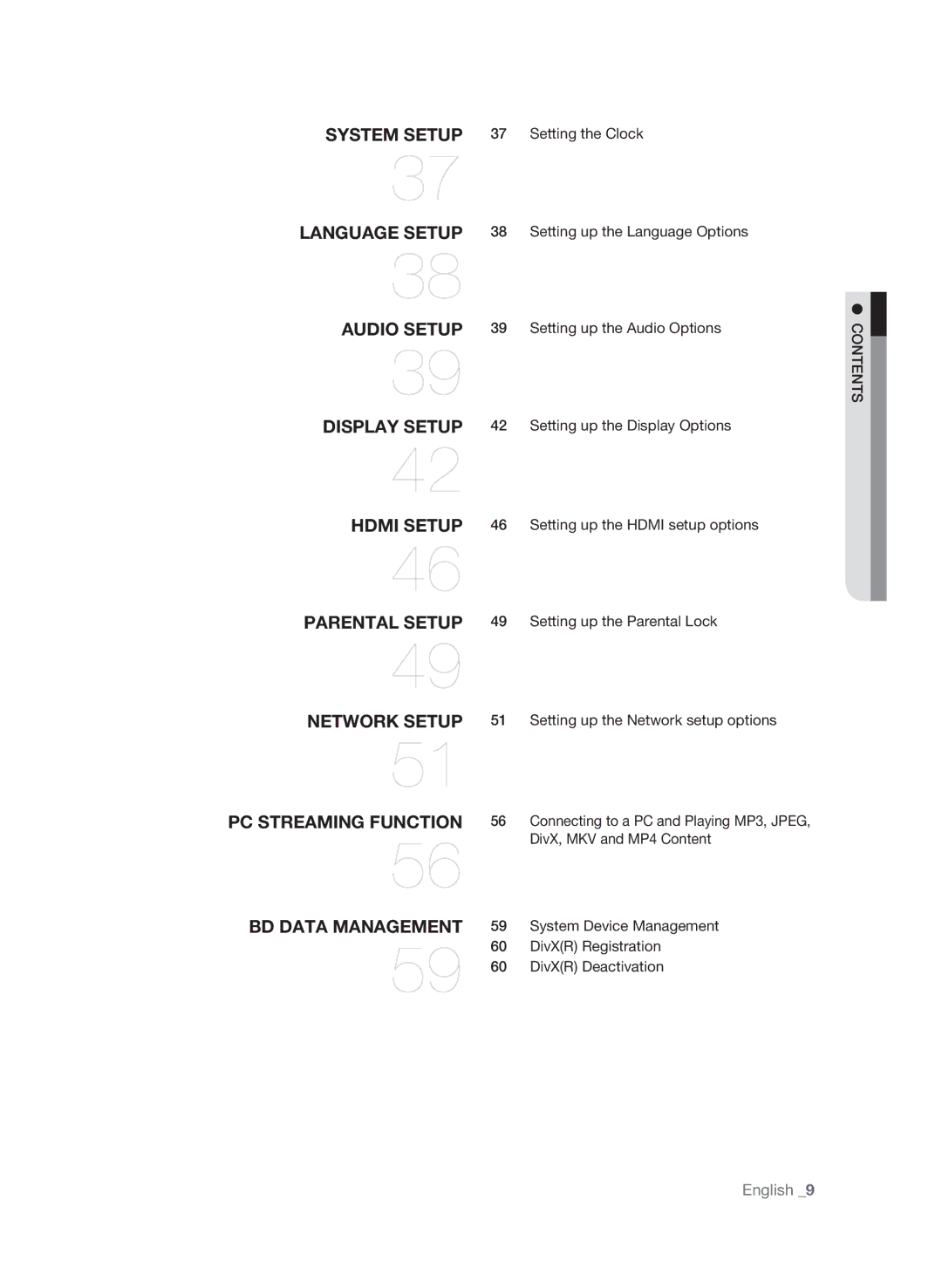 Samsung BD-P4600 user manual Setting the Clock, DivXR Registration, DivXR Deactivation, System Device Management 