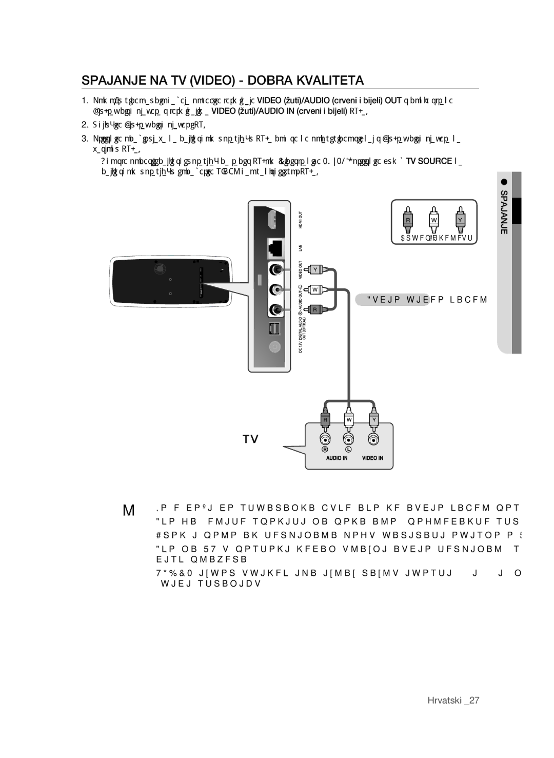 Samsung BD-P4600/XEE, BD-P4600/EDC manual SPAJANJE NA TV ViDEO DObRA KVALiTETA, Audio/video kabel 