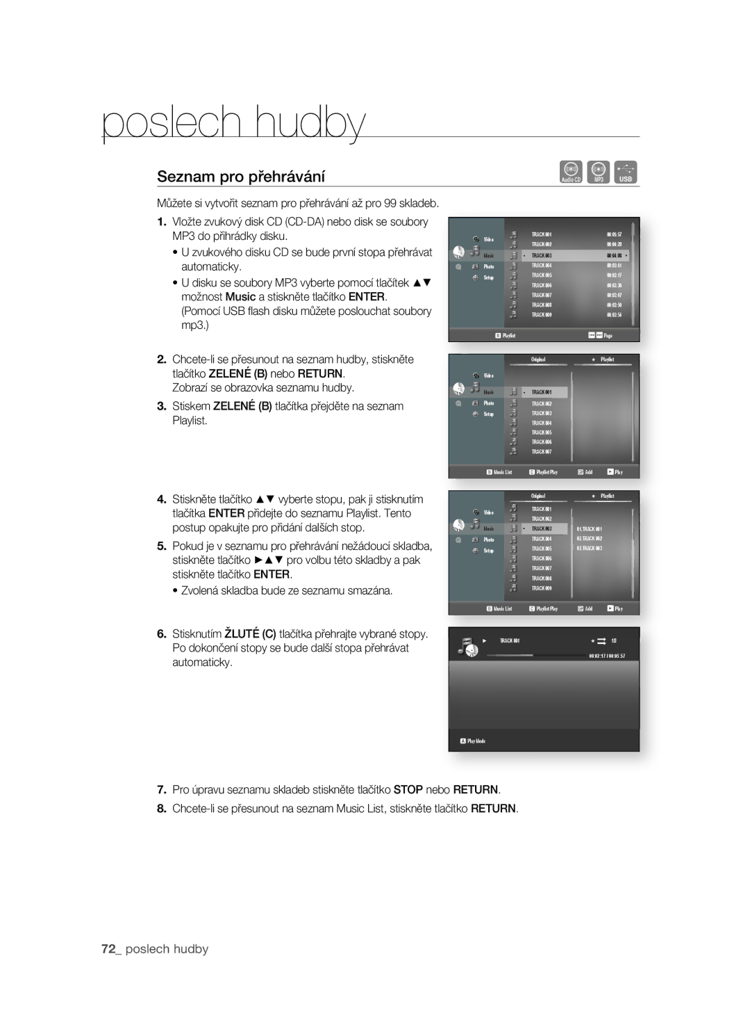 Samsung BD-P4600/EDC manual Seznam pro přehrávání 