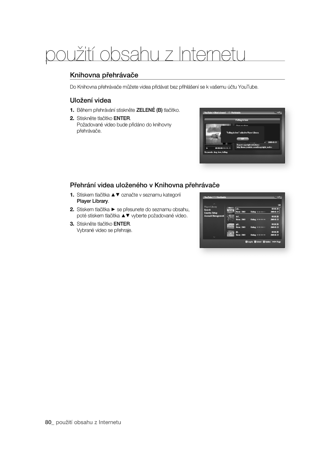 Samsung BD-P4600/EDC manual Přehrání videa uloženého v Knihovna přehrávače 