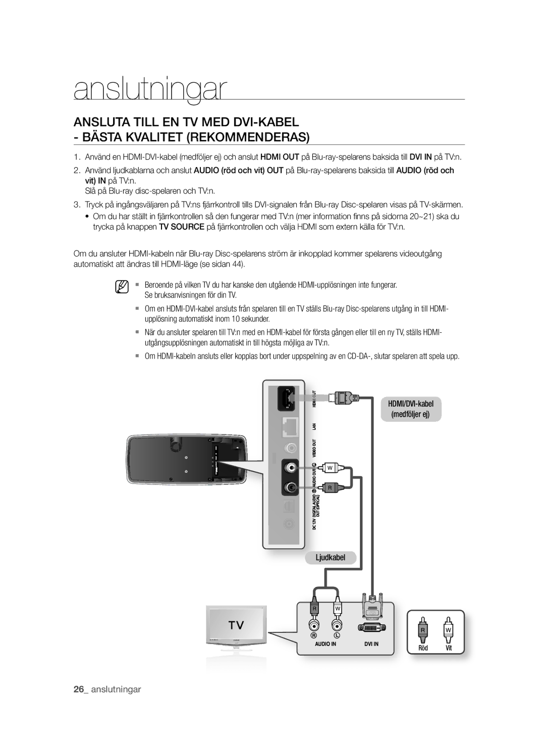 Samsung BD-P4600/XEE manual  anslutningar 