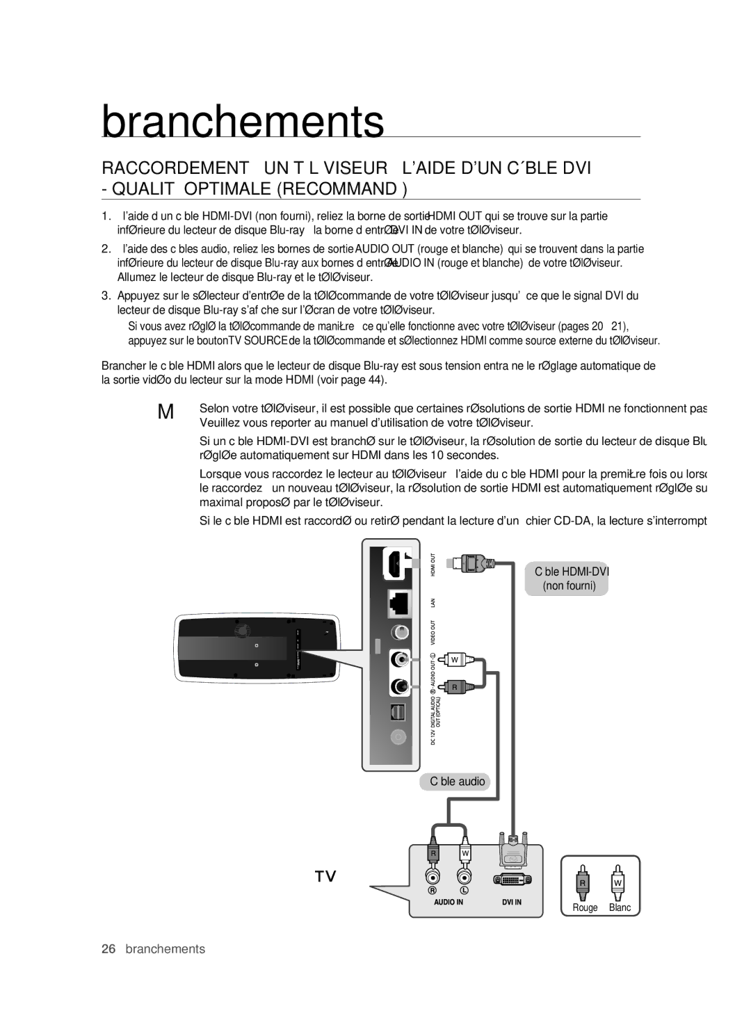 Samsung BD-P4600/XEF manual Réglée automatiquement sur Hdmi dans les 10 secondes, Maximal proposé par le téléviseur 