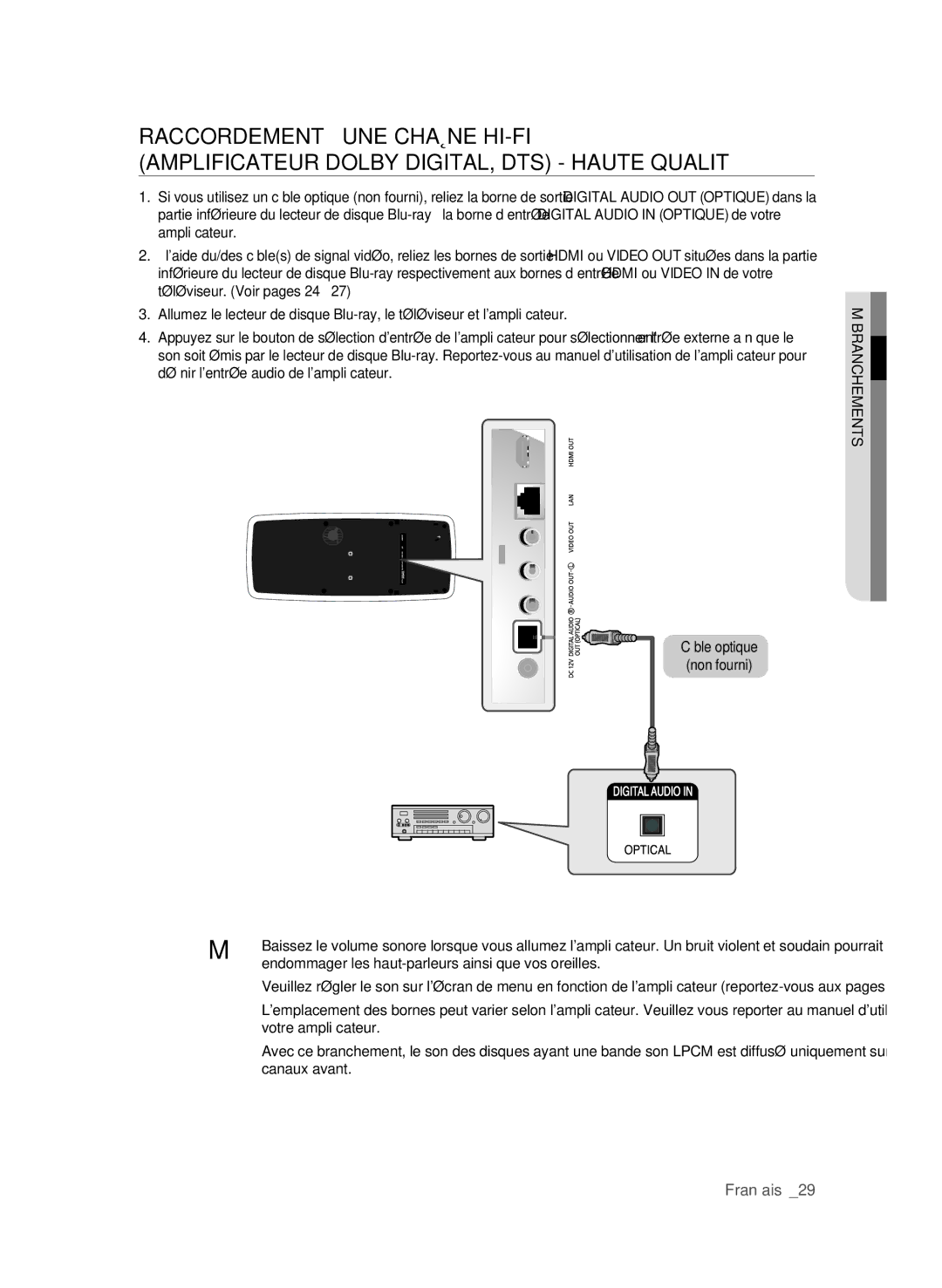 Samsung BD-P4600/XEF Raccordement À UNE Chaîne HI-FI, Amplificateur Dolby DIGITAL, DTS hAUte QUALité, Votre amplificateur 