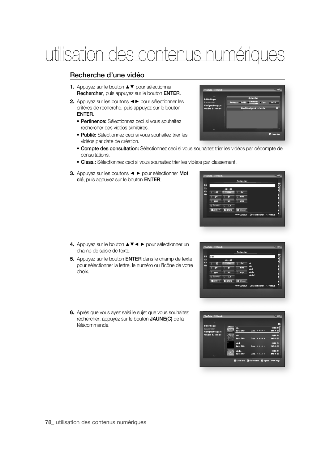 Samsung BD-P4600/XEF manual Recherche d’une vidéo 