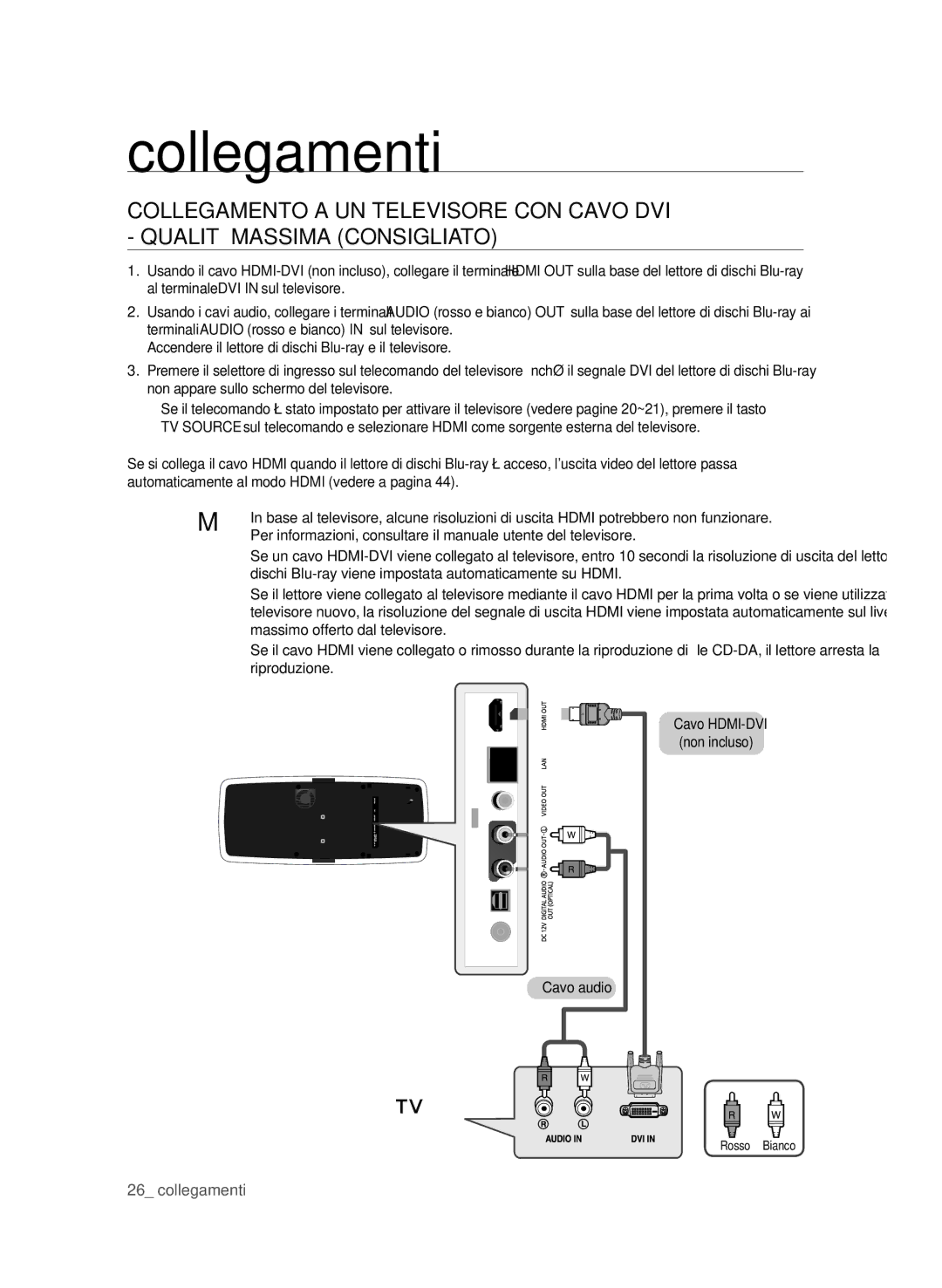 Samsung BD-P4600/XEF manual Dischi Blu-ray viene impostata automaticamente su Hdmi, Massimo offerto dal televisore 