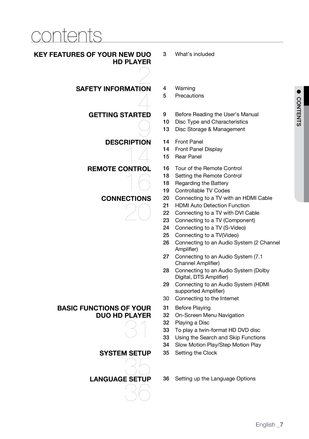 Samsung BD-UP5000 user manual Contents 