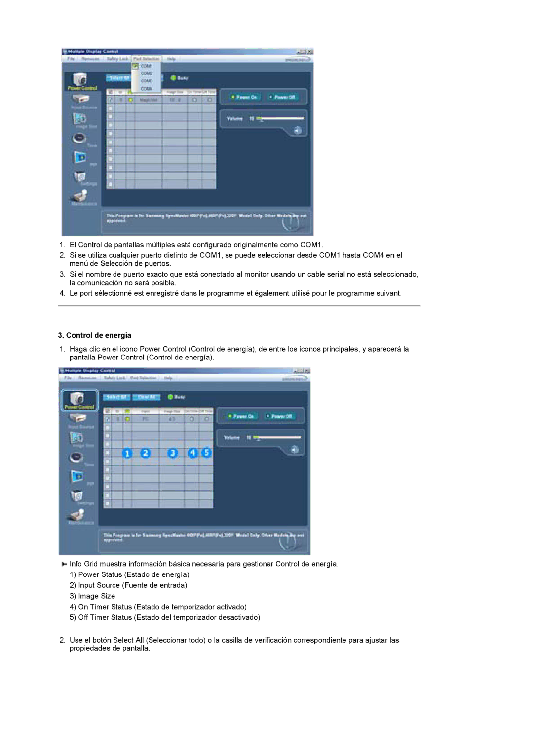 Samsung BE40TSNS/EDC, BE40PSNS/EDC, LS40BEPNSF/EDC manual Control de energía 