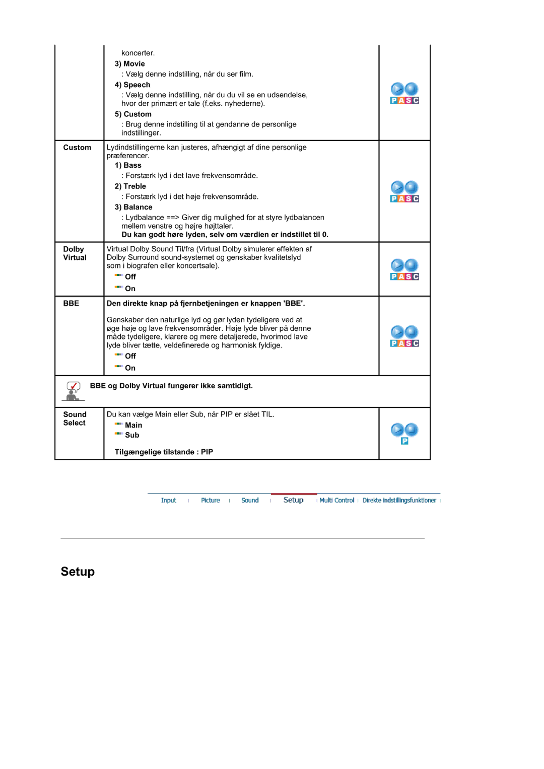 Samsung LS40BEPNSF/EDC, BE40PSNS/EDC, BE40TSNS/EDC manual Setup 