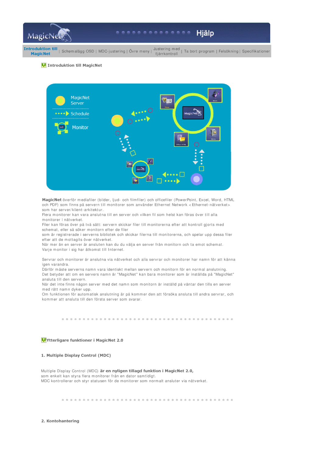 Samsung BE40TSNS/EDC, BE40PSNS/EDC, LS40BEPNSF/EDC manual Introduktion till MagicNet, Kontohantering 