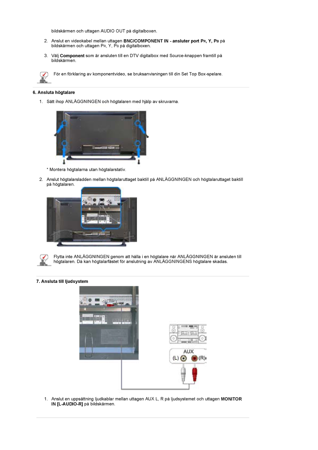 Samsung LS40BEPNSF/EDC, BE40PSNS/EDC, BE40TSNS/EDC manual Ansluta högtalare, Ansluta till ljudsystem 