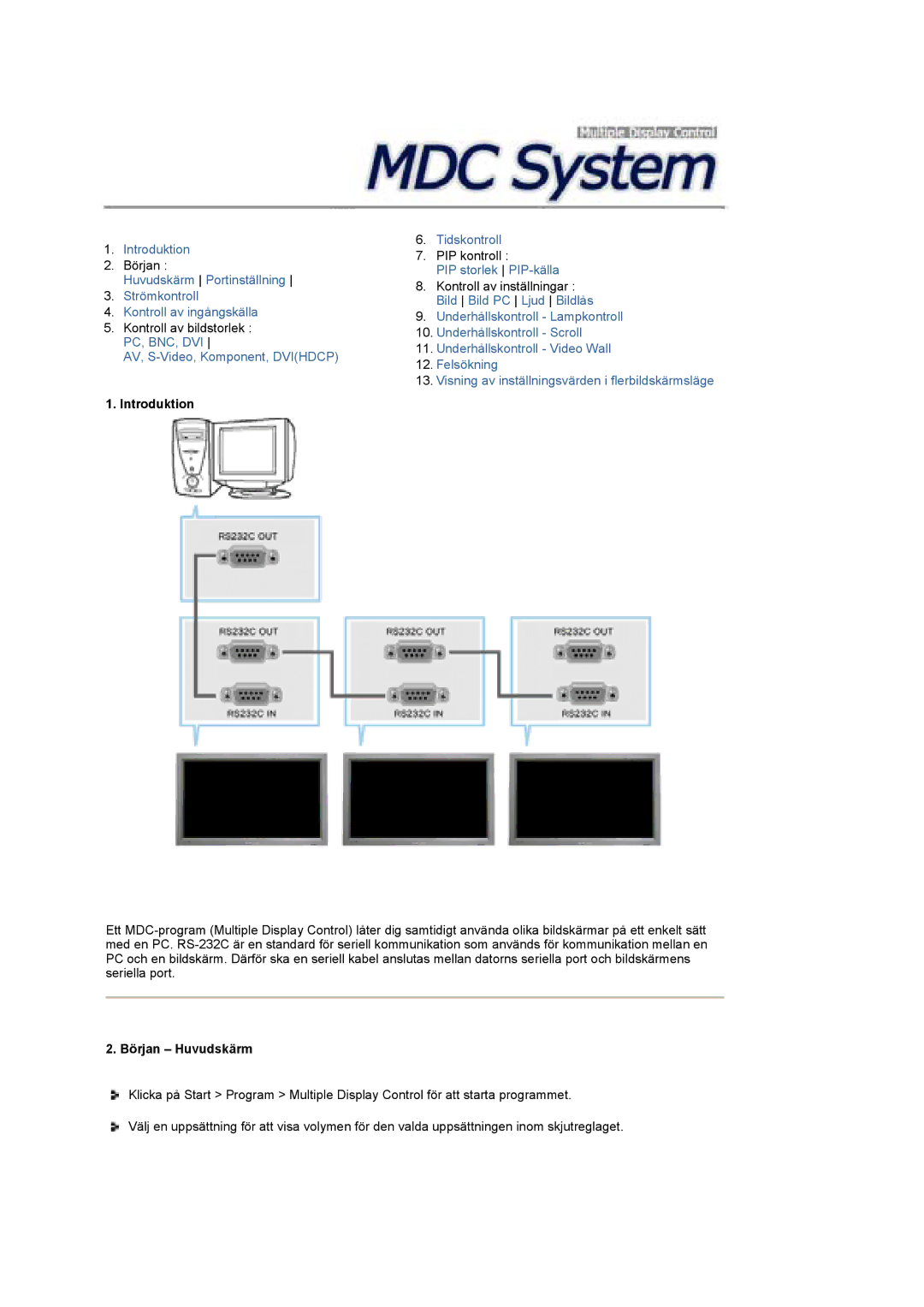 Samsung BE40TSNS/EDC, BE40PSNS/EDC, LS40BEPNSF/EDC manual Pc, Bnc, Dvi, Början Huvudskärm 