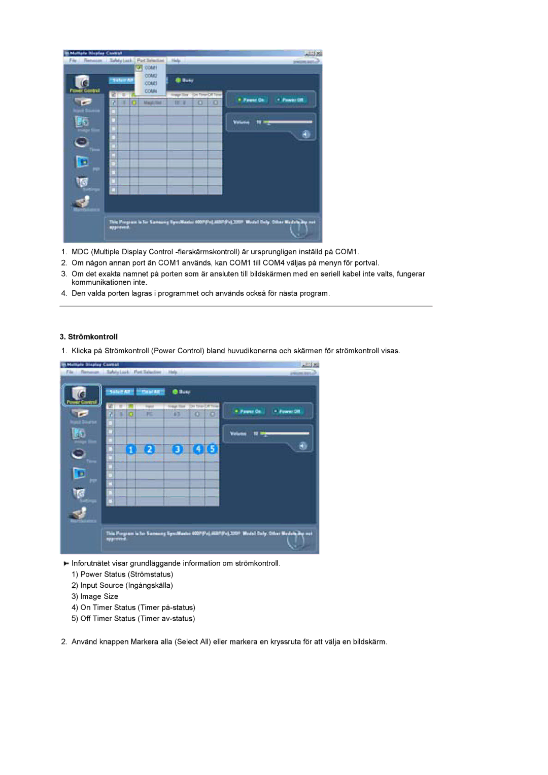 Samsung BE40PSNS/EDC, BE40TSNS/EDC, LS40BEPNSF/EDC manual Strömkontroll 