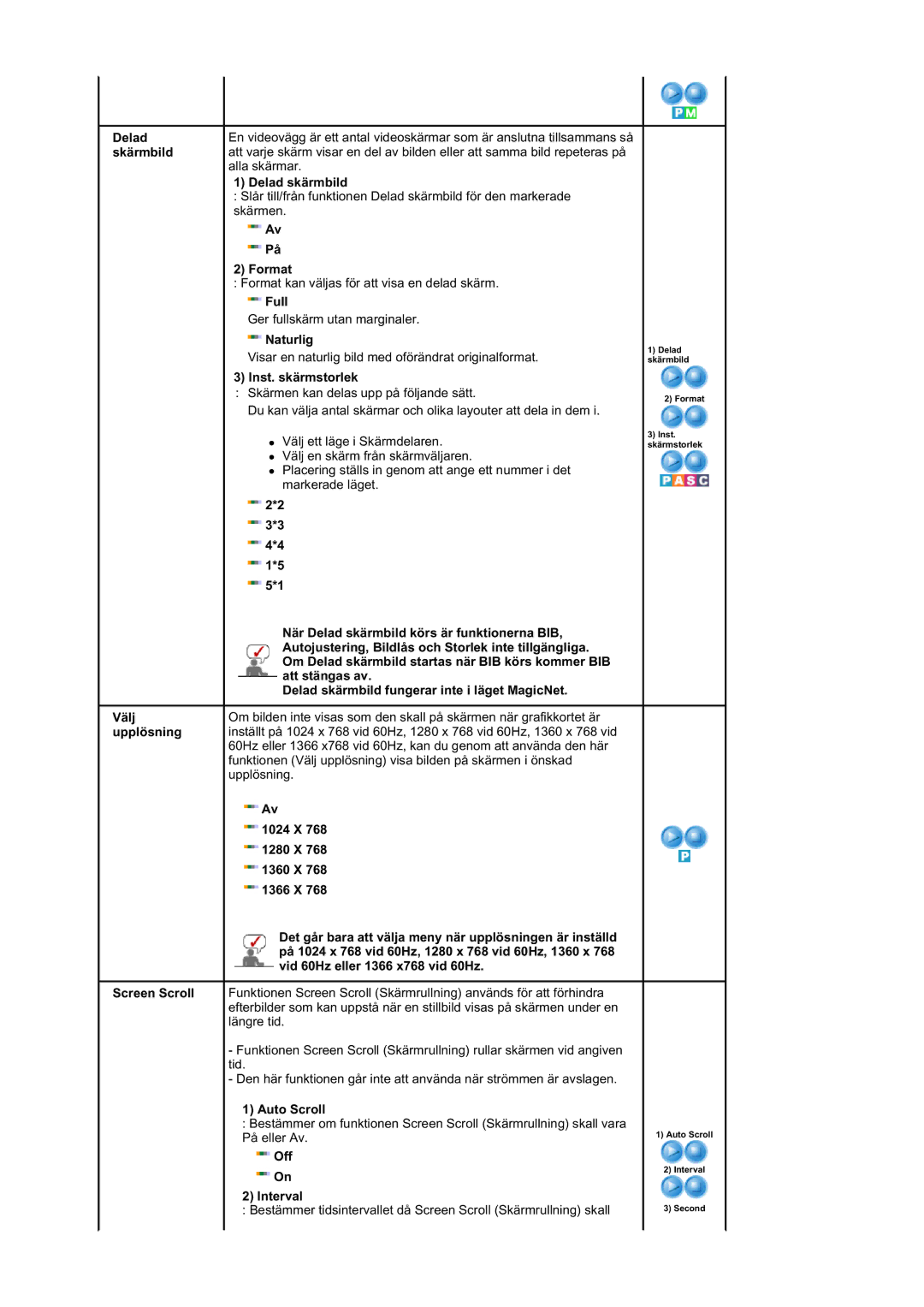 Samsung BE40PSNS/EDC manual Skärmbild, Delad skärmbild, Format, Full, Naturlig, Inst. skärmstorlek, 5*1, Att stängas av 