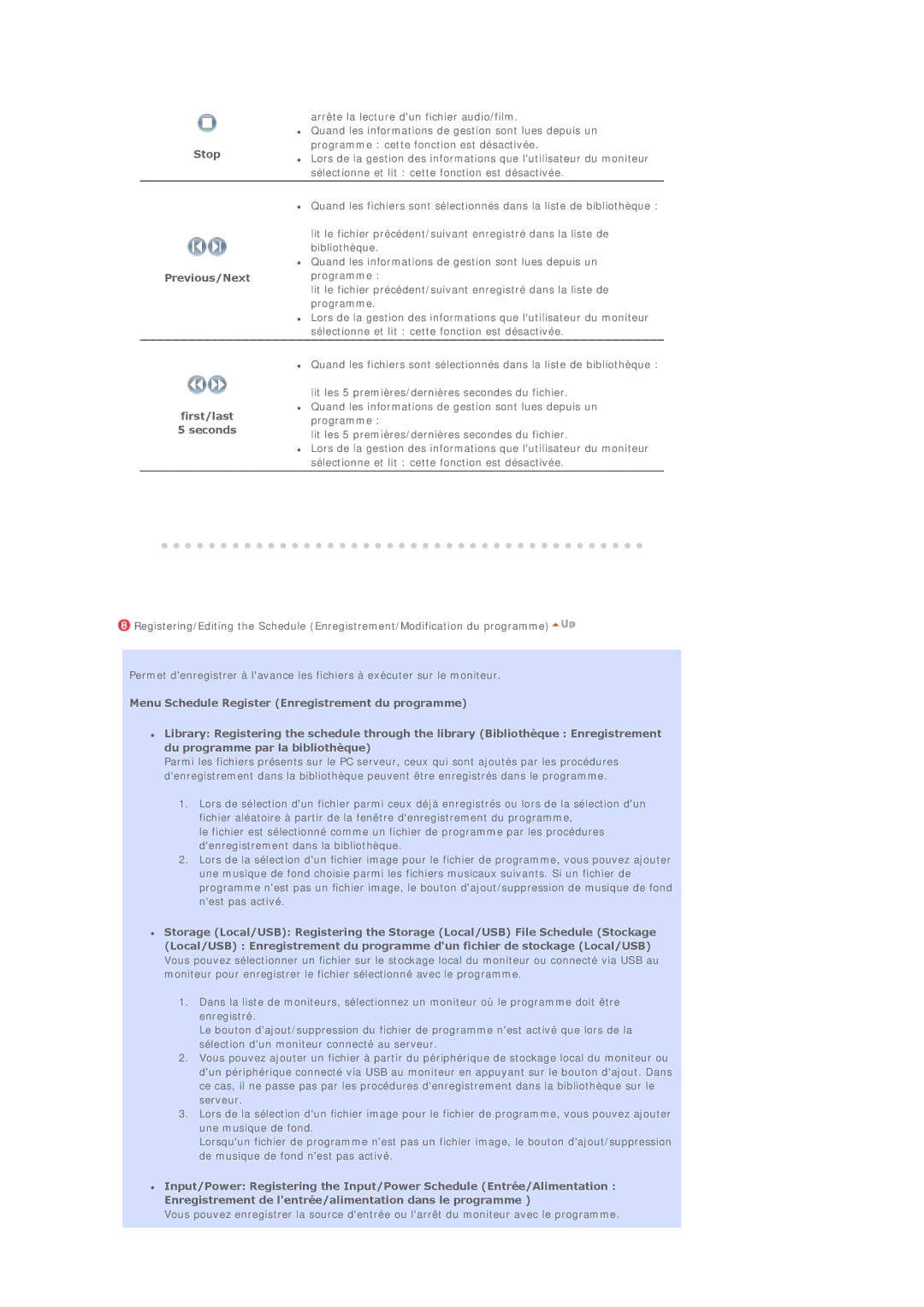 Samsung BE40PSNS/EDC, BE40TSNS/EDC manual Previous/Next, First/last 5 seconds 